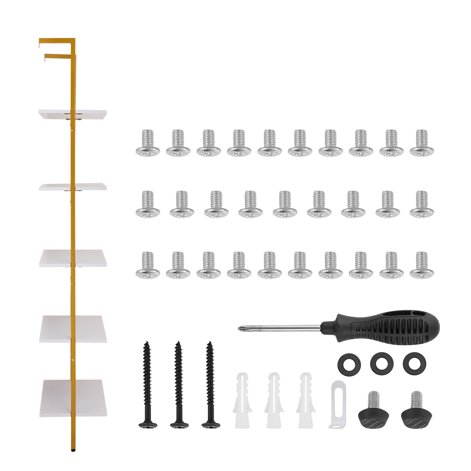 Étagère en échelle VEVOR 11,8&nbsp;po à 24 niveaux, étagère à 5 niveaux, étagère murale ouverte en échelle avec cadre en métal, support de rangement