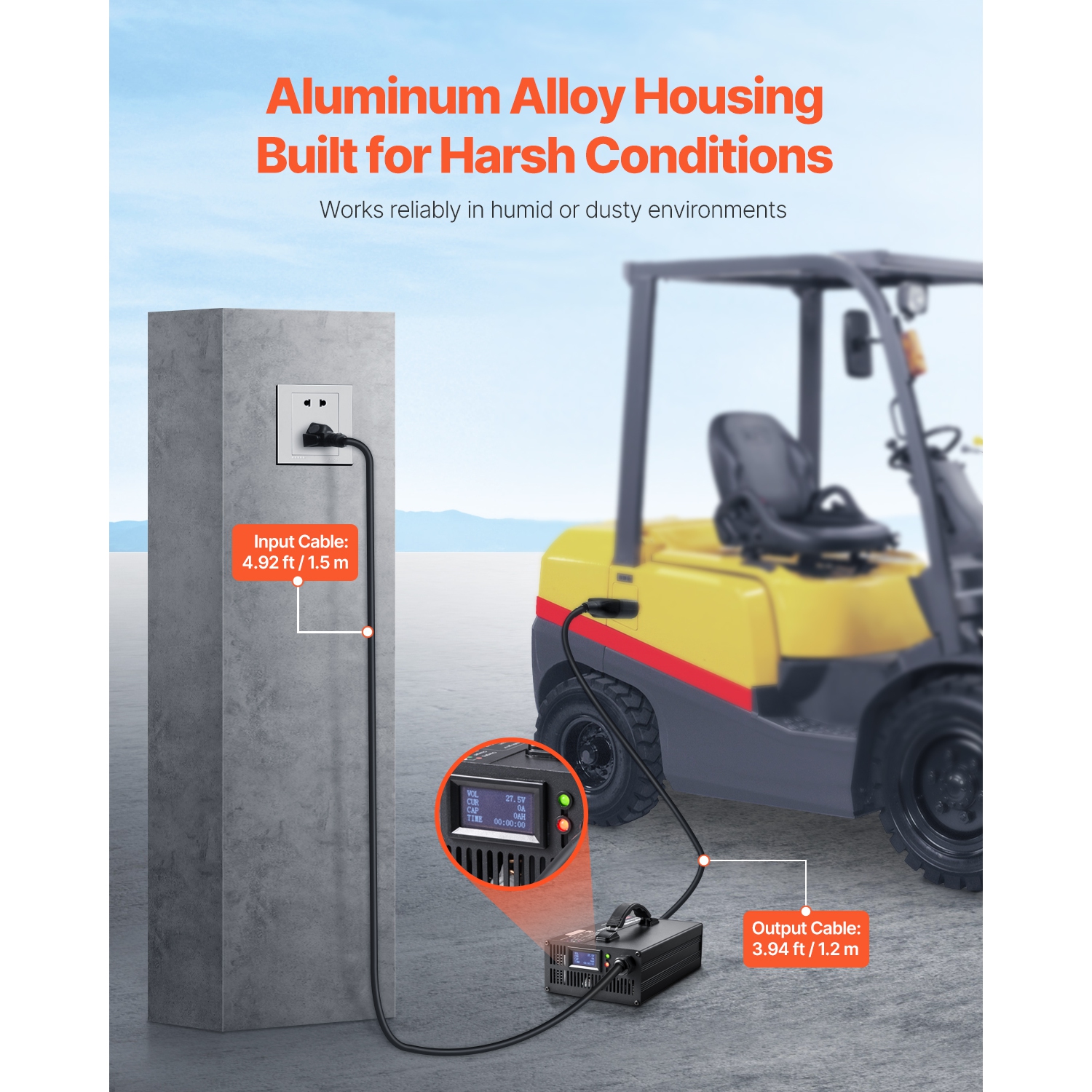 VEVOR 30A Forklift Battery Charger,24V, Smart Fully-Automatic Lead-Acid Battery Charger,24 Volt Trickle Charger with Anderson Plug,Cooling Fan,OLED