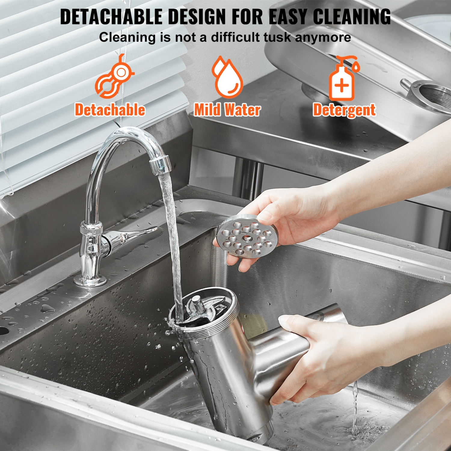 VEVOR 5 Lbs/Min Capacity Meat Grinder, Electric Meat Grinders with Blade, Grinding Plate, Sausage Maker, Stainless Steel Commercial Meat Mincer for