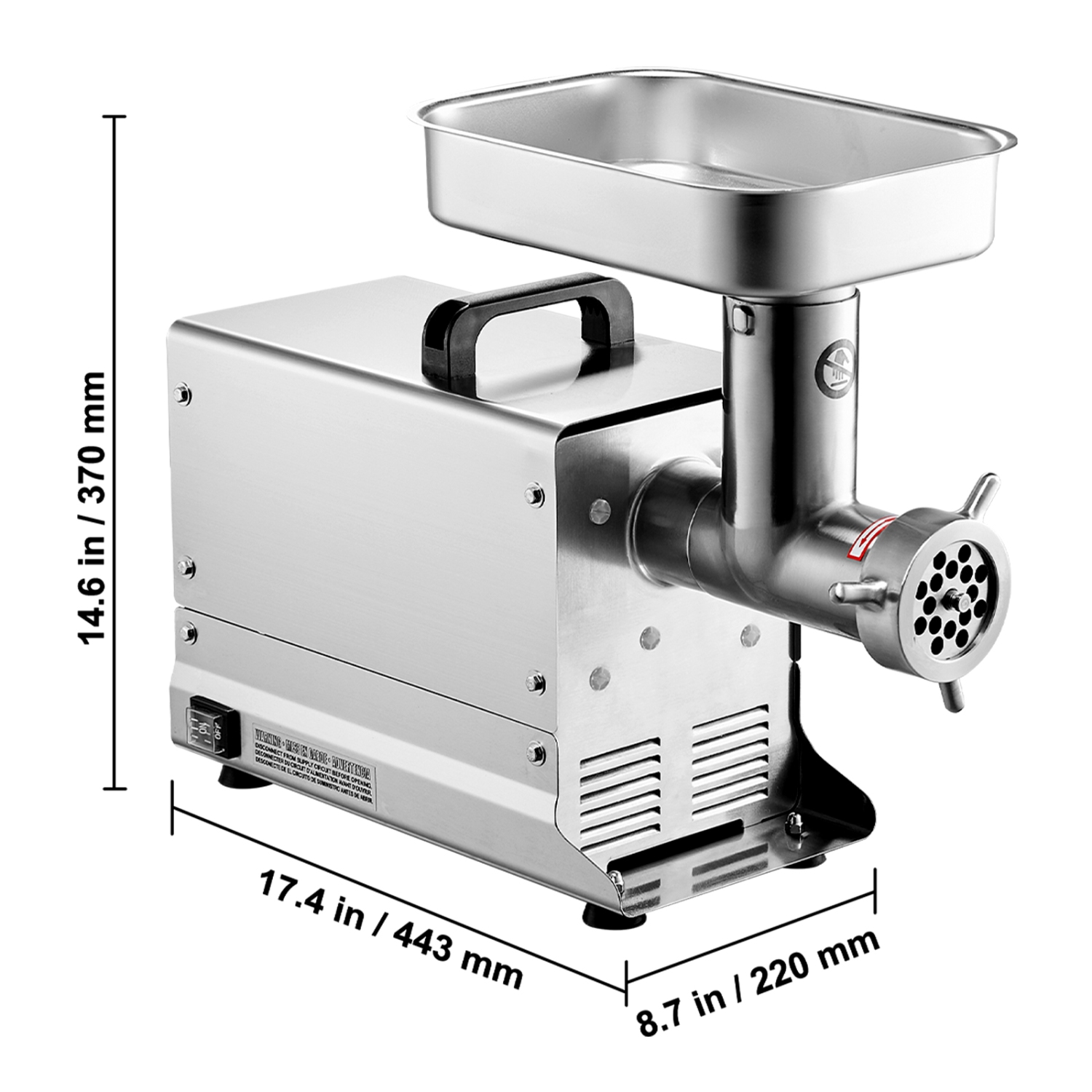 VEVOR 5 Lbs/Min Capacity Meat Grinder, Electric Meat Grinders with Blade, Grinding Plate, Sausage Maker, Stainless Steel Commercial Meat Mincer for