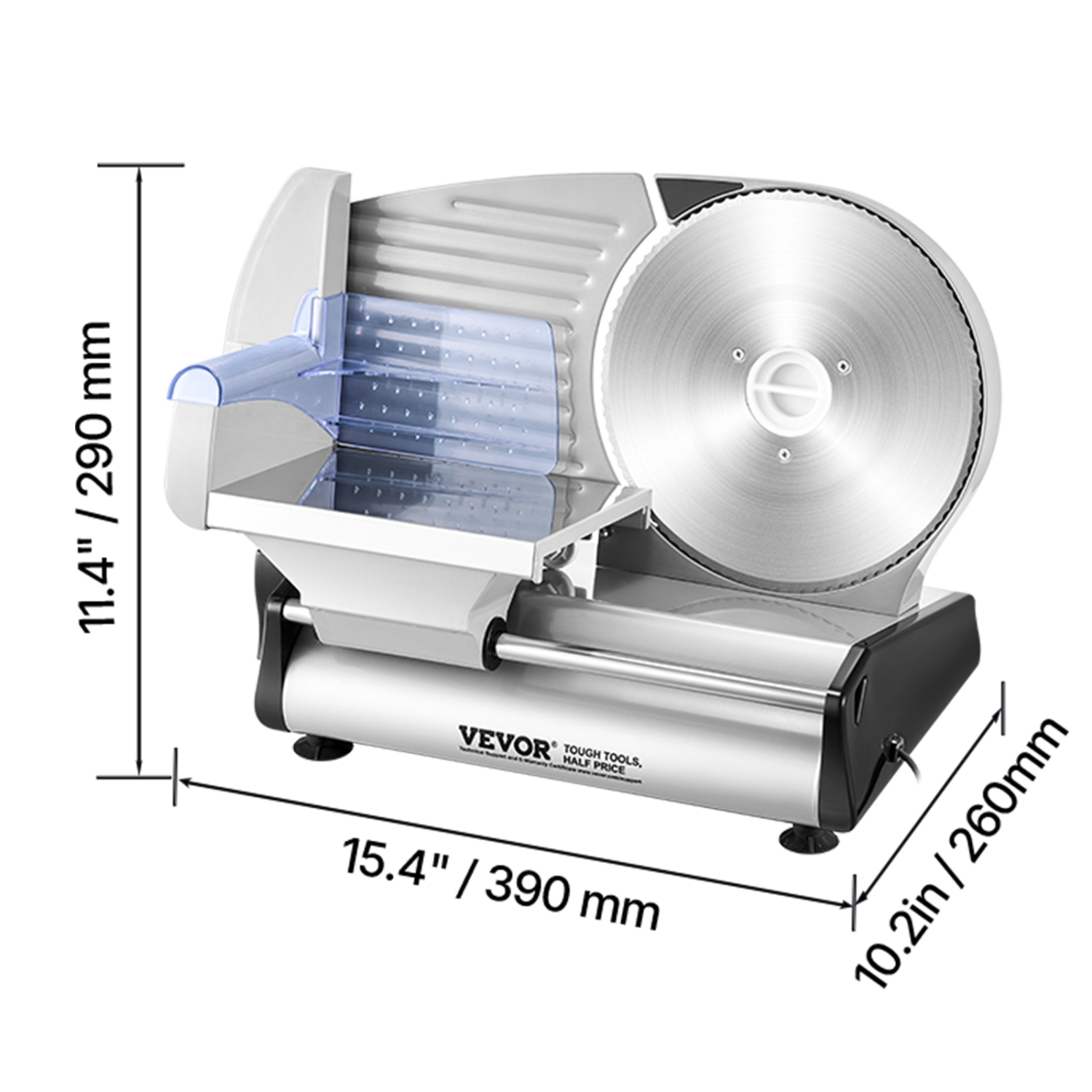 VEVOR 8.7 inch Meat Slicer, Electric Deli Food Slicer, 180W Meat Cutter with Two Premium SUS420 Blades, 0-0.6 inch Adjustable Thickness, Food Slicer