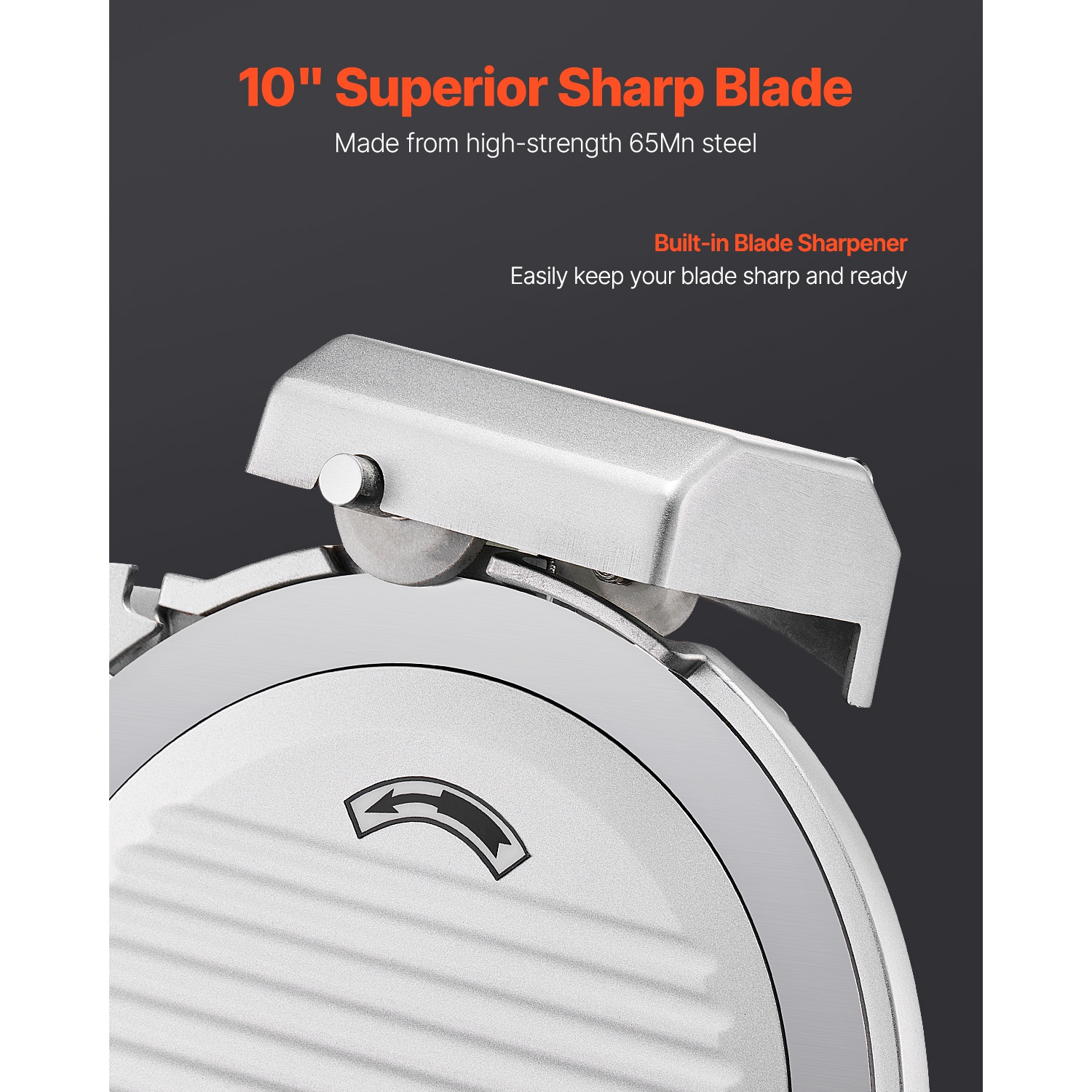 VEVOR 10 inch Commercial Meat Slicer, Electric Deli Food Slicer, 180W Meat Cutter with a Premium 65Mn Blade,0-0.4 inch Adjustable Thickness, Food