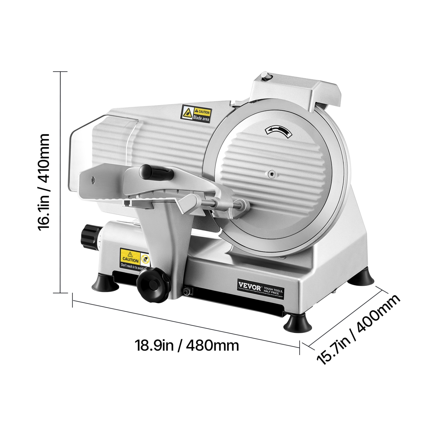 VEVOR 10 inch Commercial Meat Slicer, Electric Deli Food Slicer, 180W Meat Cutter with a Premium 65Mn Blade,0-0.4 inch Adjustable Thickness, Food