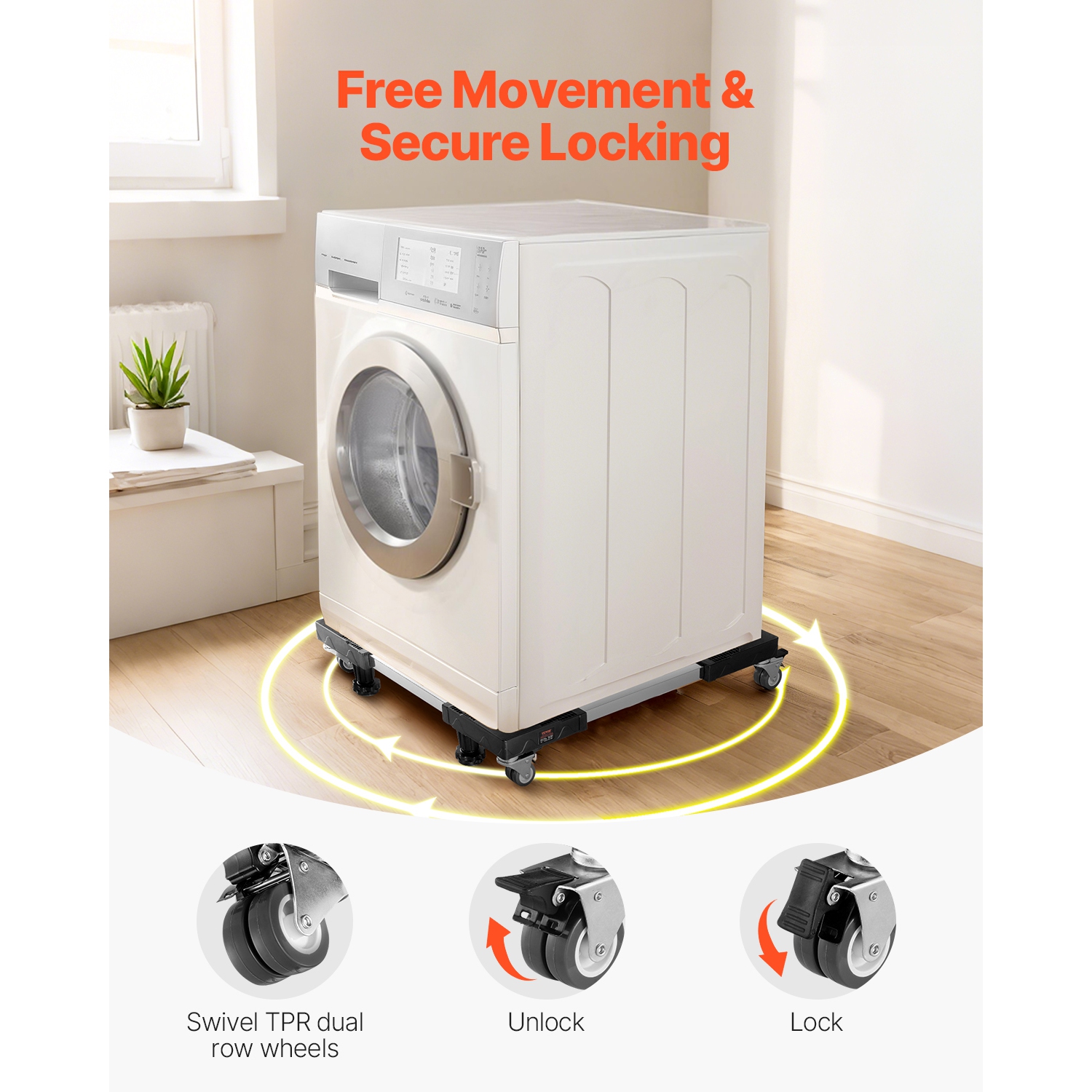 VEVOR 27.5 -35.4 Inches Fridge Stand Mobile Base, 1100 lbs Load, Washing Machine Stand with 8 Locking Twin Wheels and 4 Brakes, Furniture Dolly for