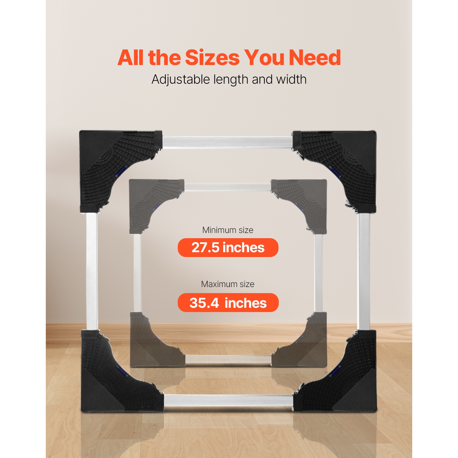 VEVOR 27.5 -35.4 Inches Fridge Stand Mobile Base, 1100 lbs Load, Washing Machine Stand with 8 Locking Twin Wheels and 4 Brakes, Furniture Dolly for