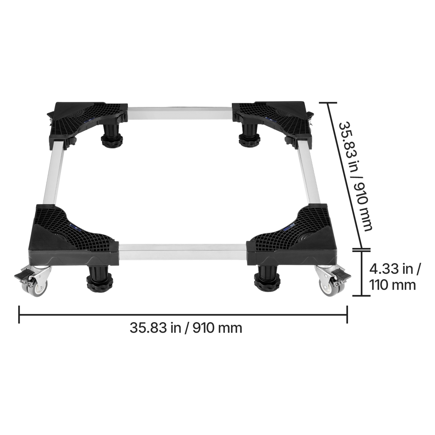 VEVOR 27.5 -35.4 Inches Fridge Stand Mobile Base, 1100 lbs Load, Washing Machine Stand with 8 Locking Twin Wheels and 4 Brakes, Furniture Dolly for