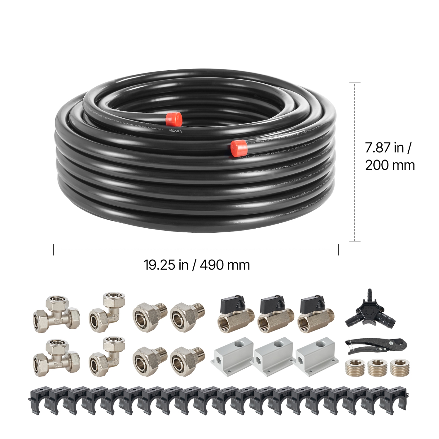 VEVOR 100FT x 3/4" HDPE-Aluminum Compressed Air Piping System, Leak-Proof, Pressure-Resistant & Easy-to-Install, Compressed Air Line Tubing Kit for
