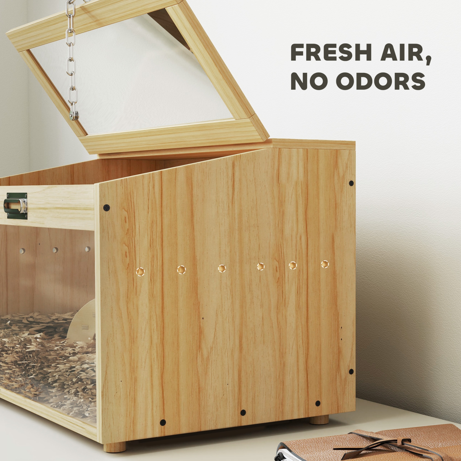 PawHut 22"L Hamster Cage, Small Animal Cage with Openable Top & Transparent Acrylic Windows, Hamster Enclosure with Hut, Seesaw, Ladder, for Dwarf