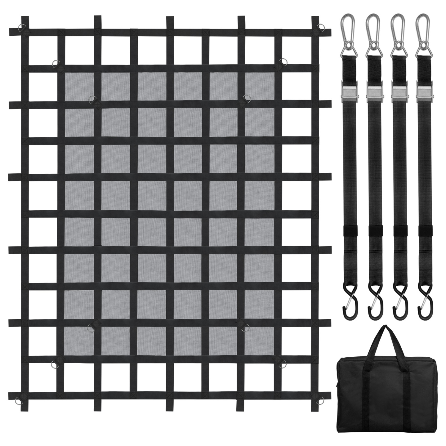 VEVOR 72 in x 57 in Truck Cargo Net for Truck Bed, 4 Adjustable Straps with Carabiners & S-Hooks, Wear-resistant & Weather-proof, Suitable for