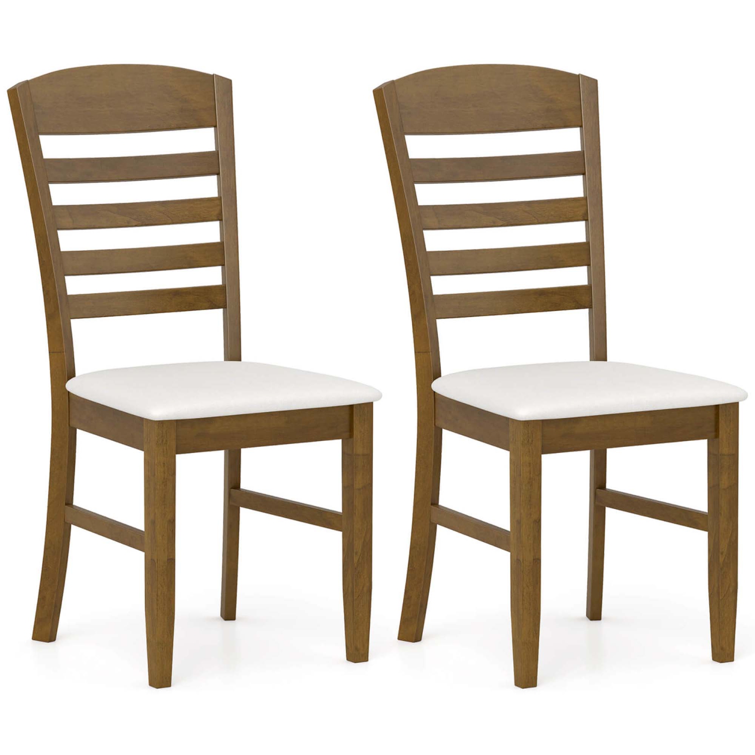 Costway Wood Dining Chairs Set of 2/4 Fabric Upholstered Side Chairs with Rubber Wood Frame