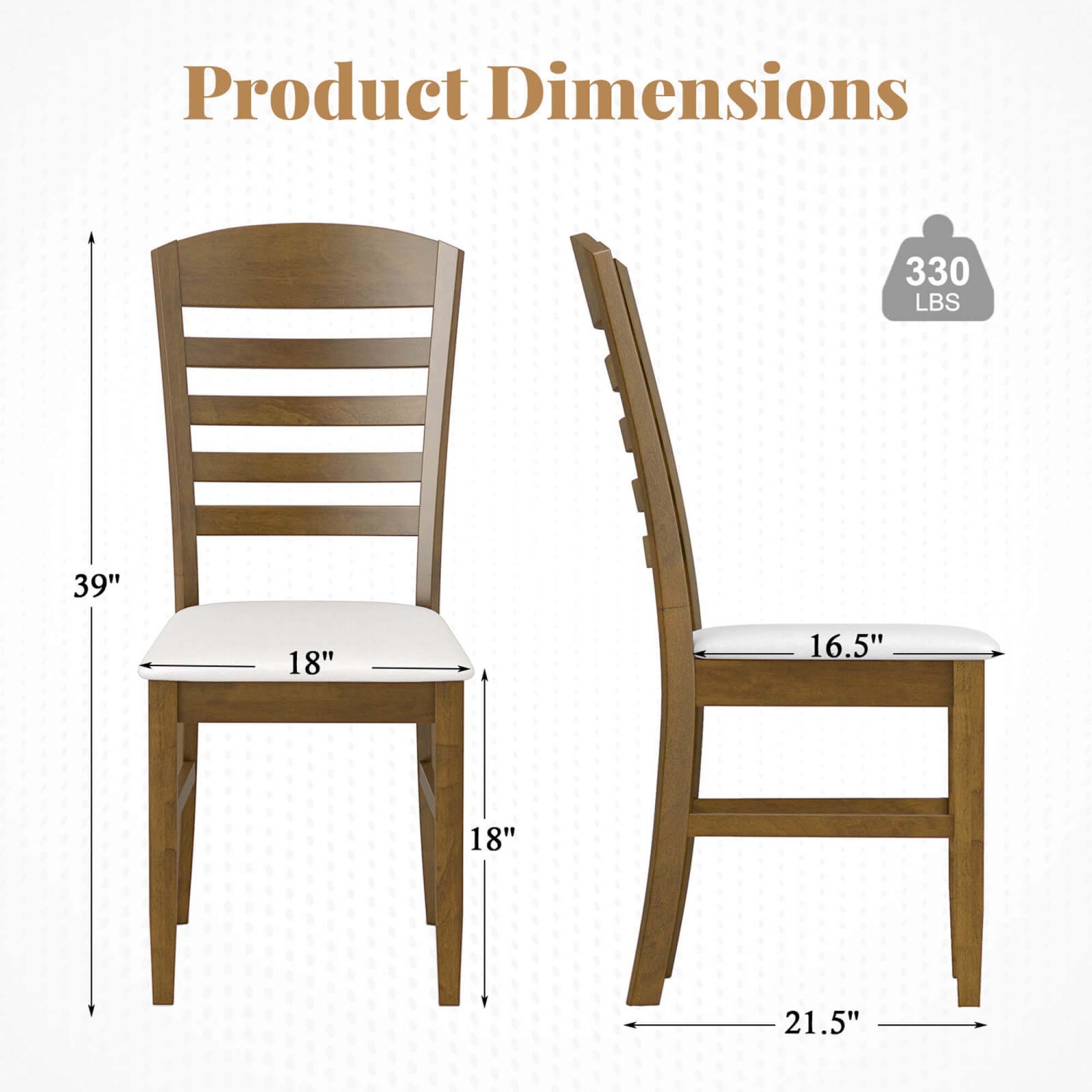 Costway Wood Dining Chairs Set of 2/4 Fabric Upholstered Side Chairs with Rubber Wood Frame