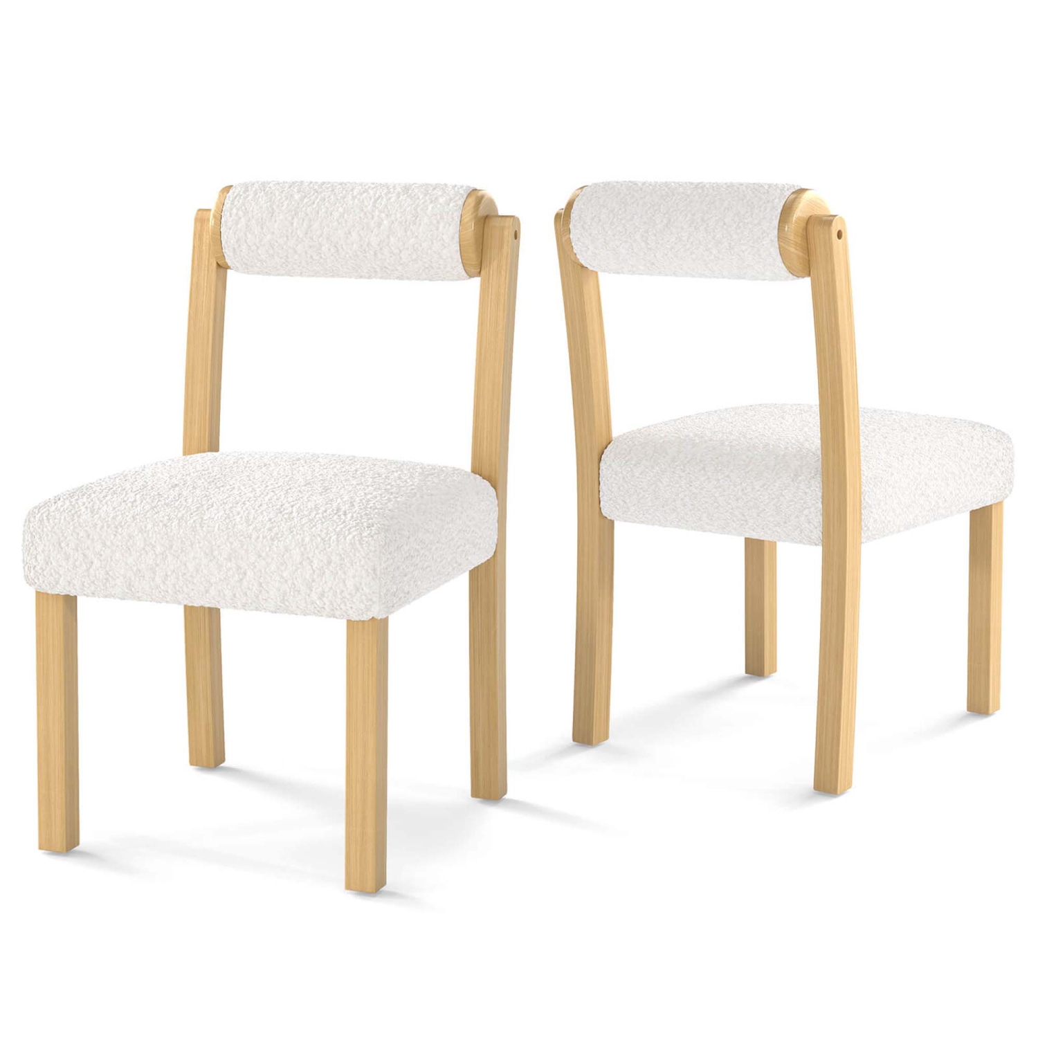 Ensemble de chaises de salle à manger en bois 2/4 avec revêtement en faux Sherpa de Costway