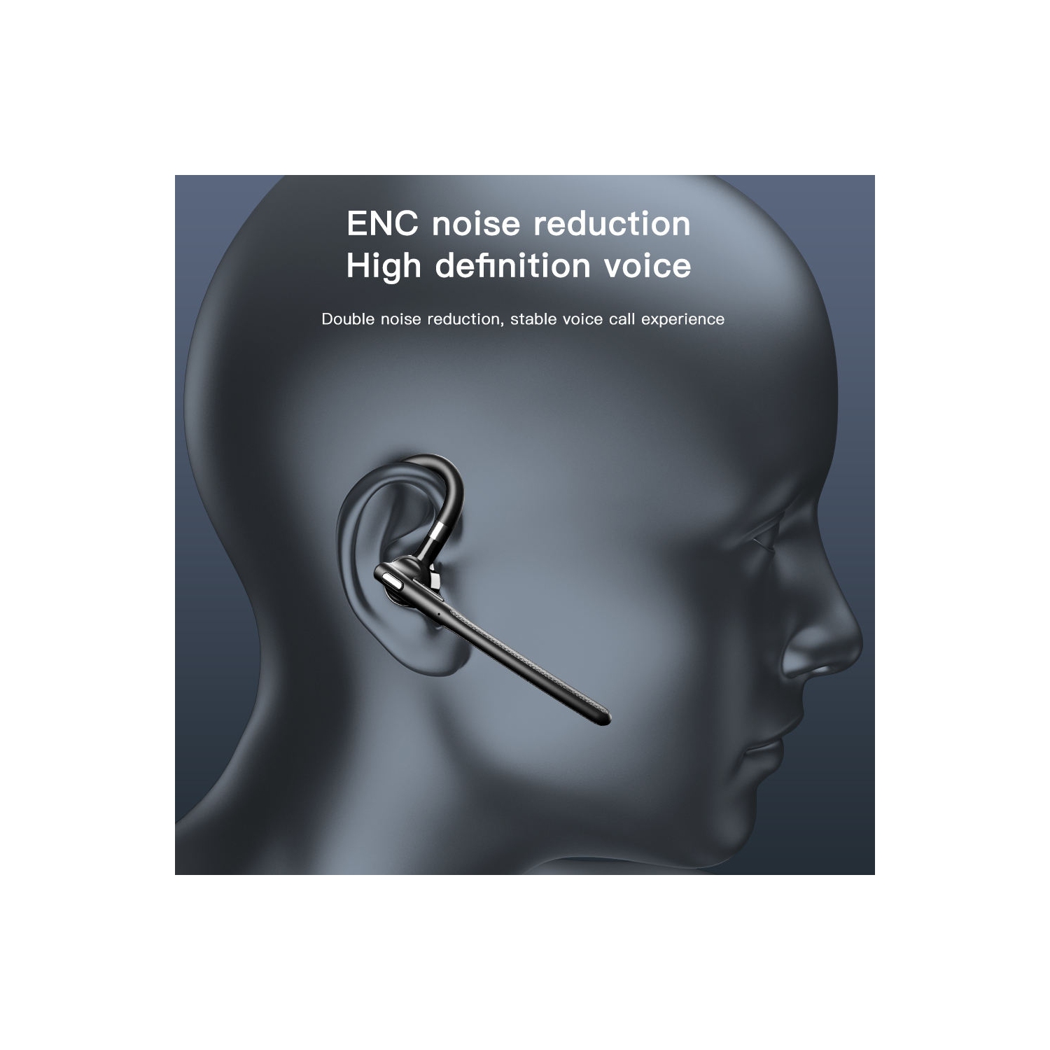 Casque d'écoute Bluetooth à une oreille, casque d'écoute professionnel sans fil à suppression du bruit et mains libres pour iPhone Laptop