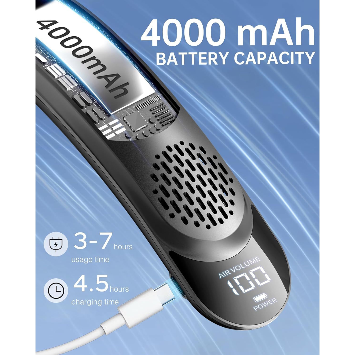 4000&nbsp;mAh rechargeable avec 4 turbos et écran LED, glacière personnelle portative, cadeau élégant pour le gym, les voyages et le bureau
