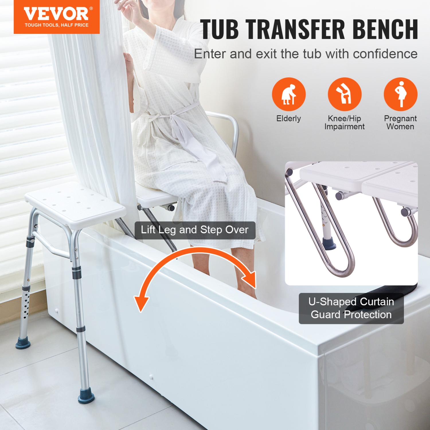 Extended Tub Bench Eagle Health Toilet-to-Tub Sliding Transfer