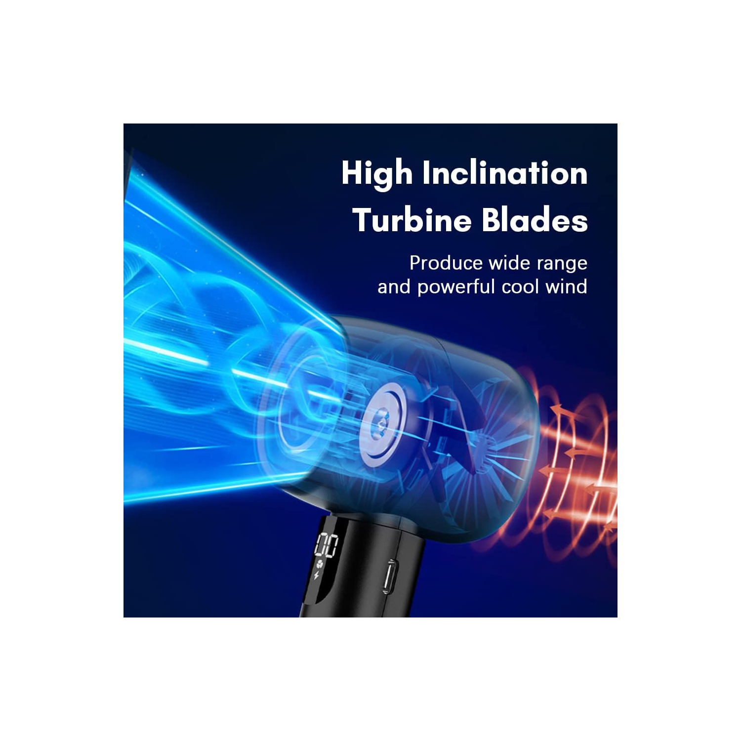 Ventilateur de bureau portatif sans fil - 5 vitesses réglables, écran LED, faible bruit, 1800Mah, matériau ABS durable pour refroidissement