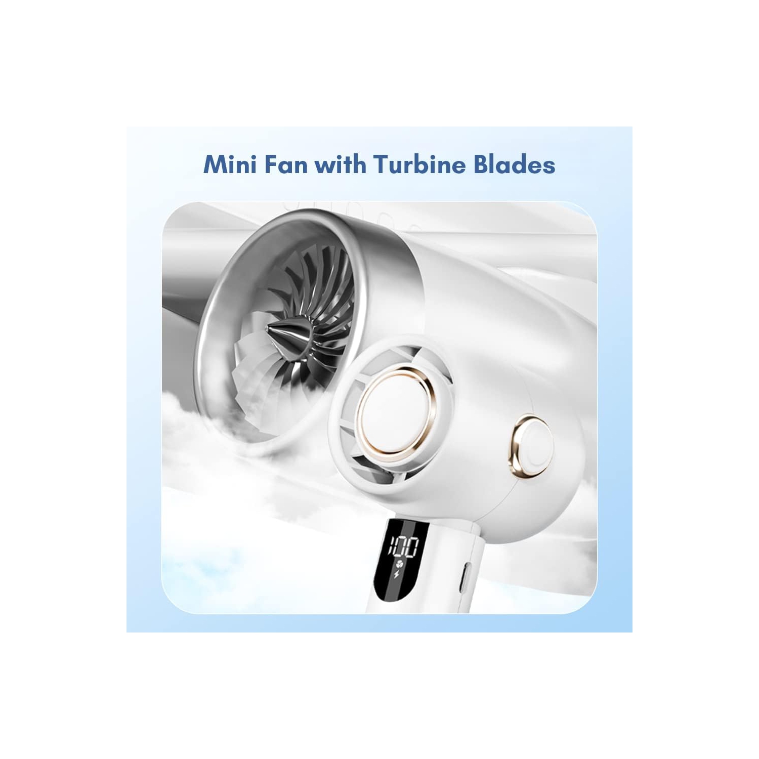 Ventilateur de bureau portatif sans fil - 5 vitesses réglables, écran LED, faible bruit, 1800Mah, matériau ABS durable pour refroidissement