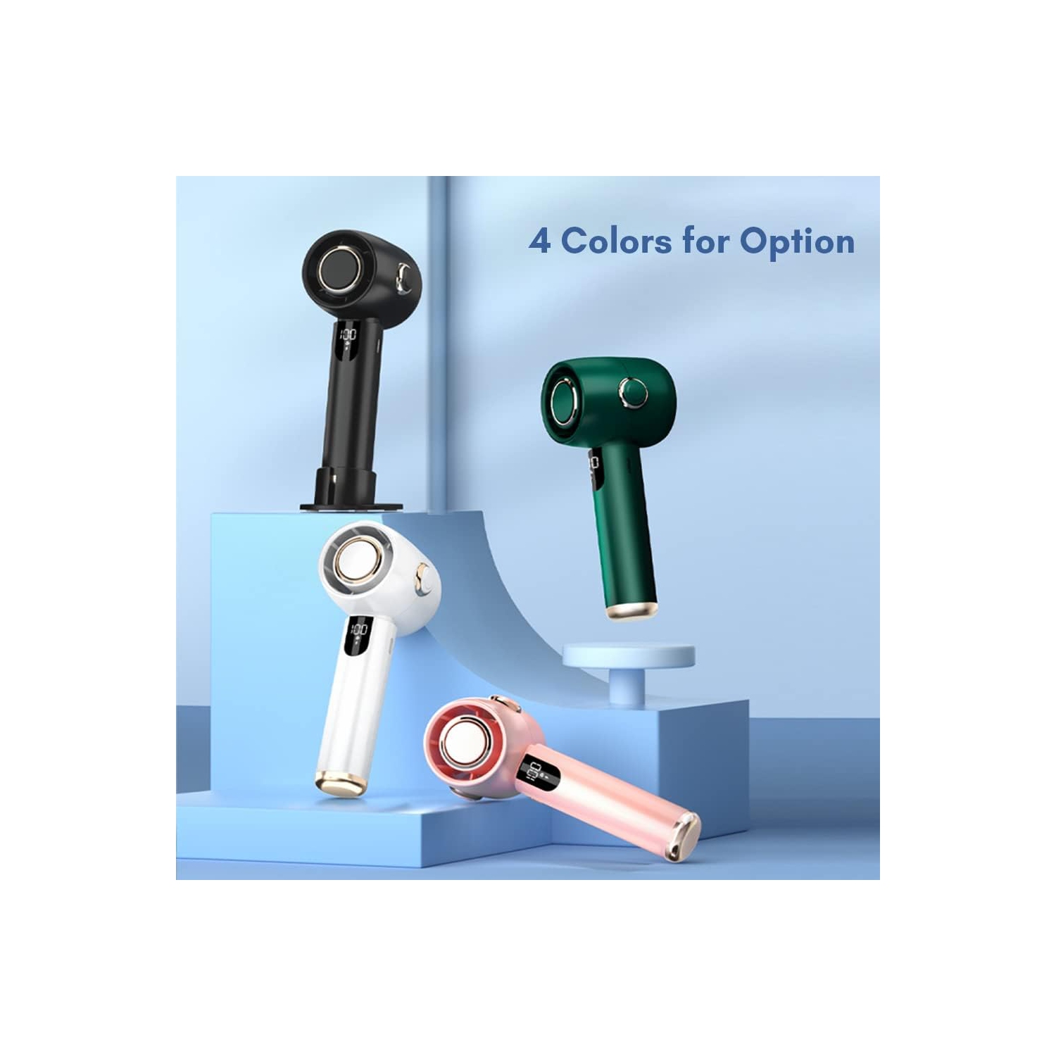 Ventilateur de bureau portatif sans fil - 5 vitesses réglables, écran LED, faible bruit, 1800Mah, matériau ABS durable pour refroidissement