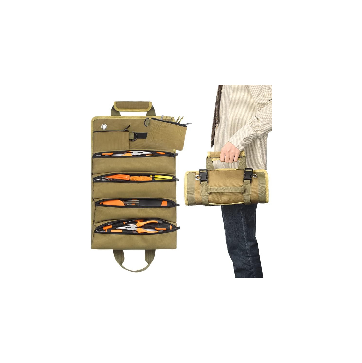 Tool Bag, Multi-Purpose Tool Bag, 900D Oxford Cloth, Tool Bag, 6 Storage Pockets, Tool Holder, Foldable, Heavy Duty, with Handle