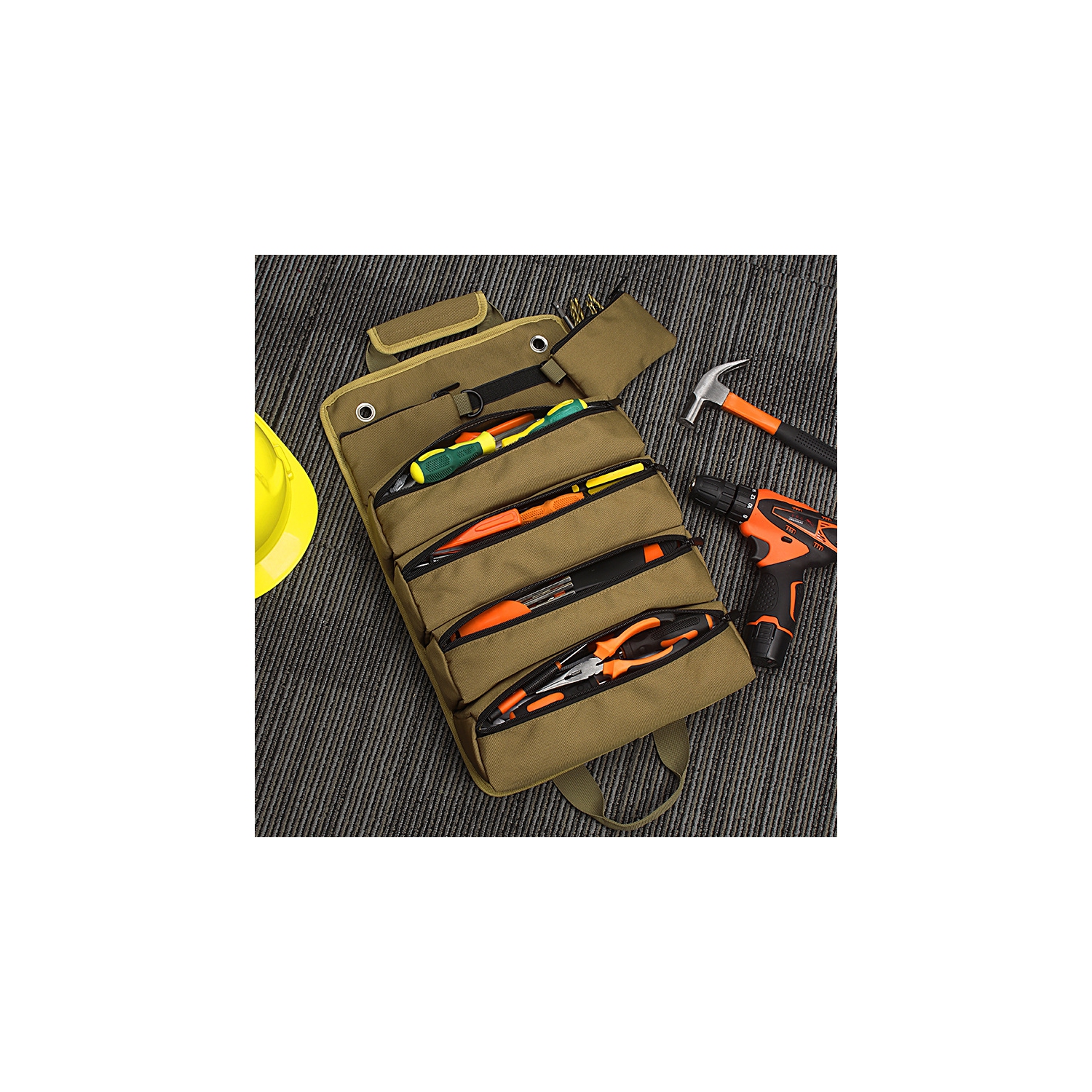 Tool Bag, Multi-Purpose Tool Bag, 900D Oxford Cloth, Tool Bag, 6 Storage Pockets, Tool Holder, Foldable, Heavy Duty, with Handle