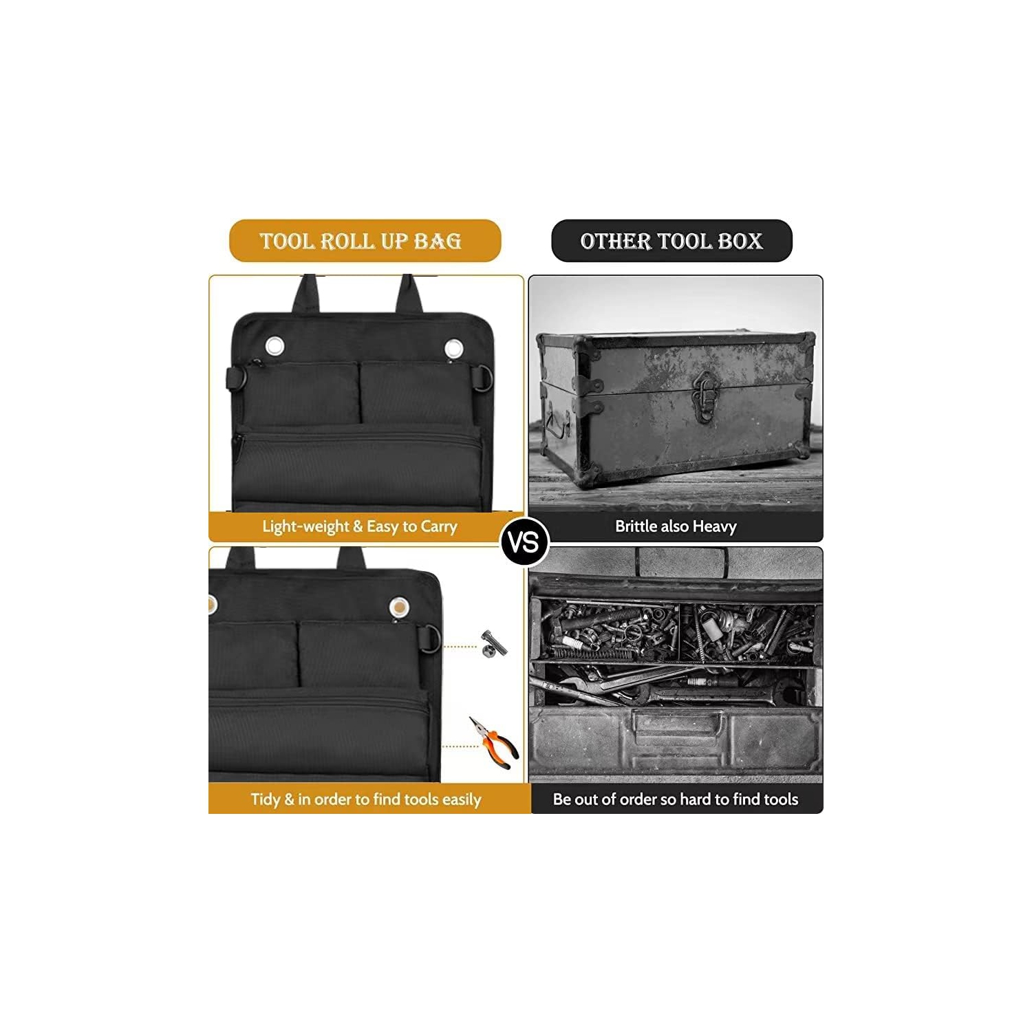 Tool Organizer - 6 Pack Tool Bag with Heavy Duty Tool Bag Organizer - with Screwdrivers, Electricians and Hobbyists