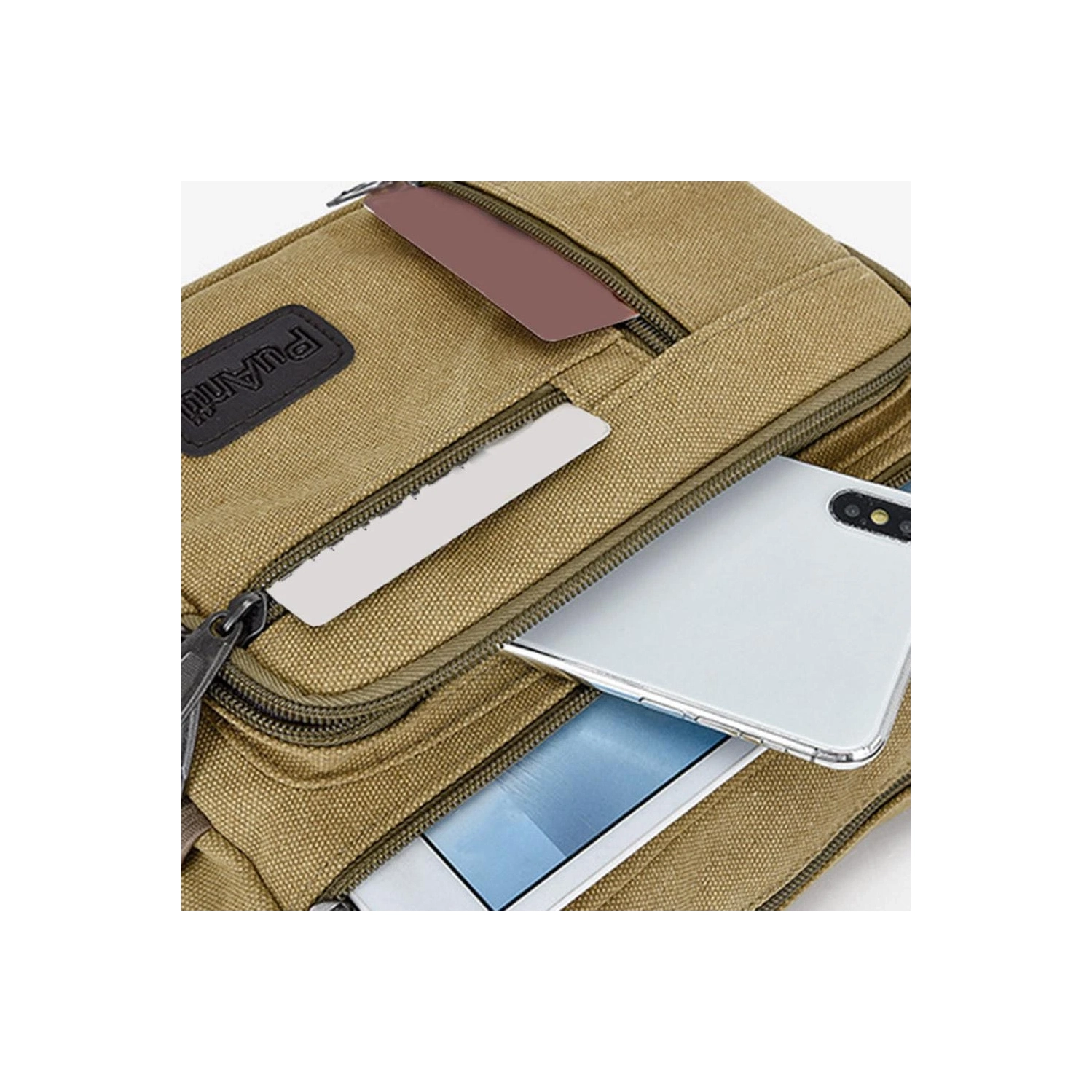 Tool bag portable men's crossbody durable labor protection canvas plumber bag carpenter wear-resistant hardware tool bag - [khaki]