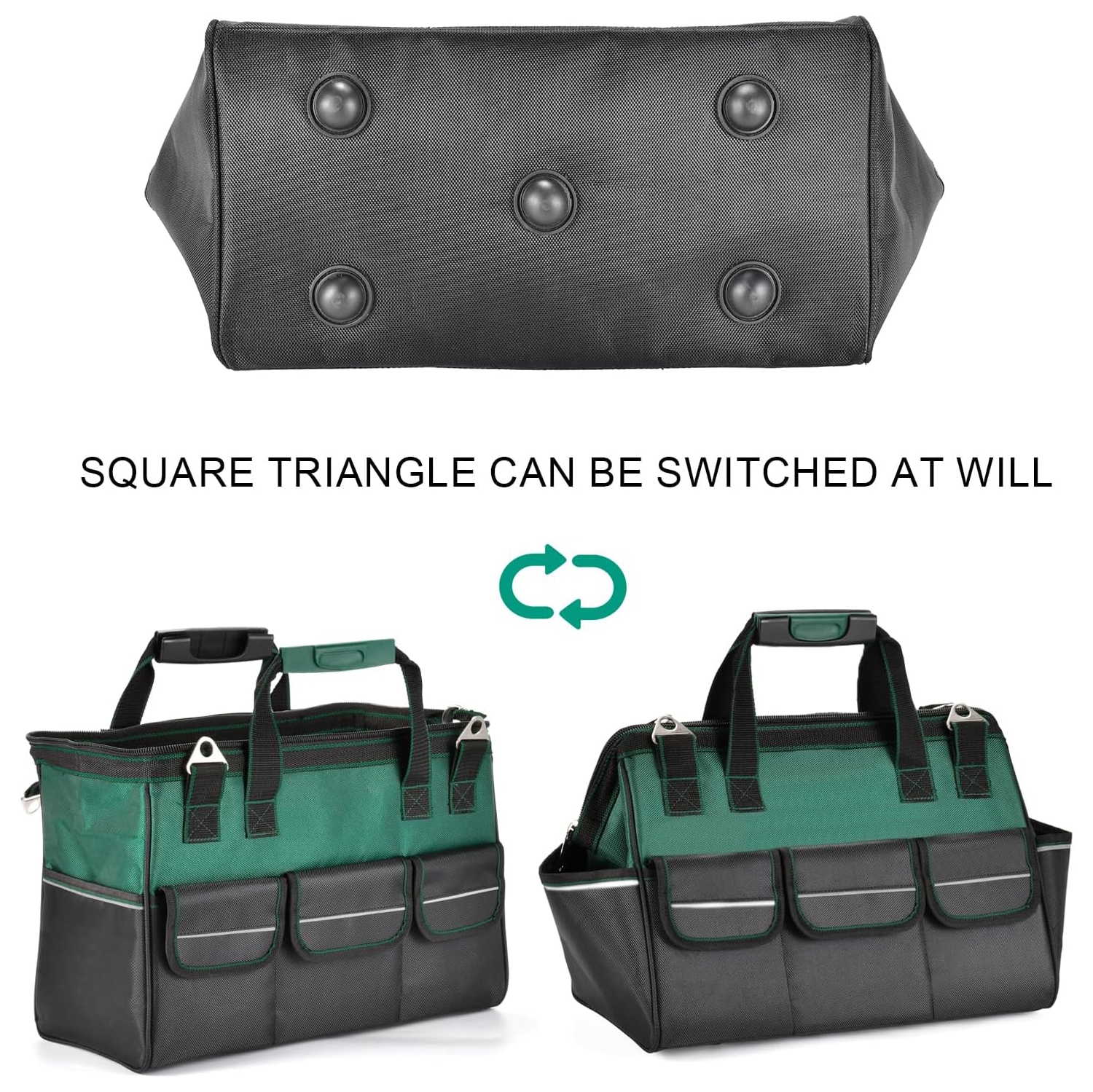 Universal Sturdy 18 Inch Wide Mouth Tool Bag, Professional Waterproof and Durable, Hardware Tool Bag Electrician Canvas - Green