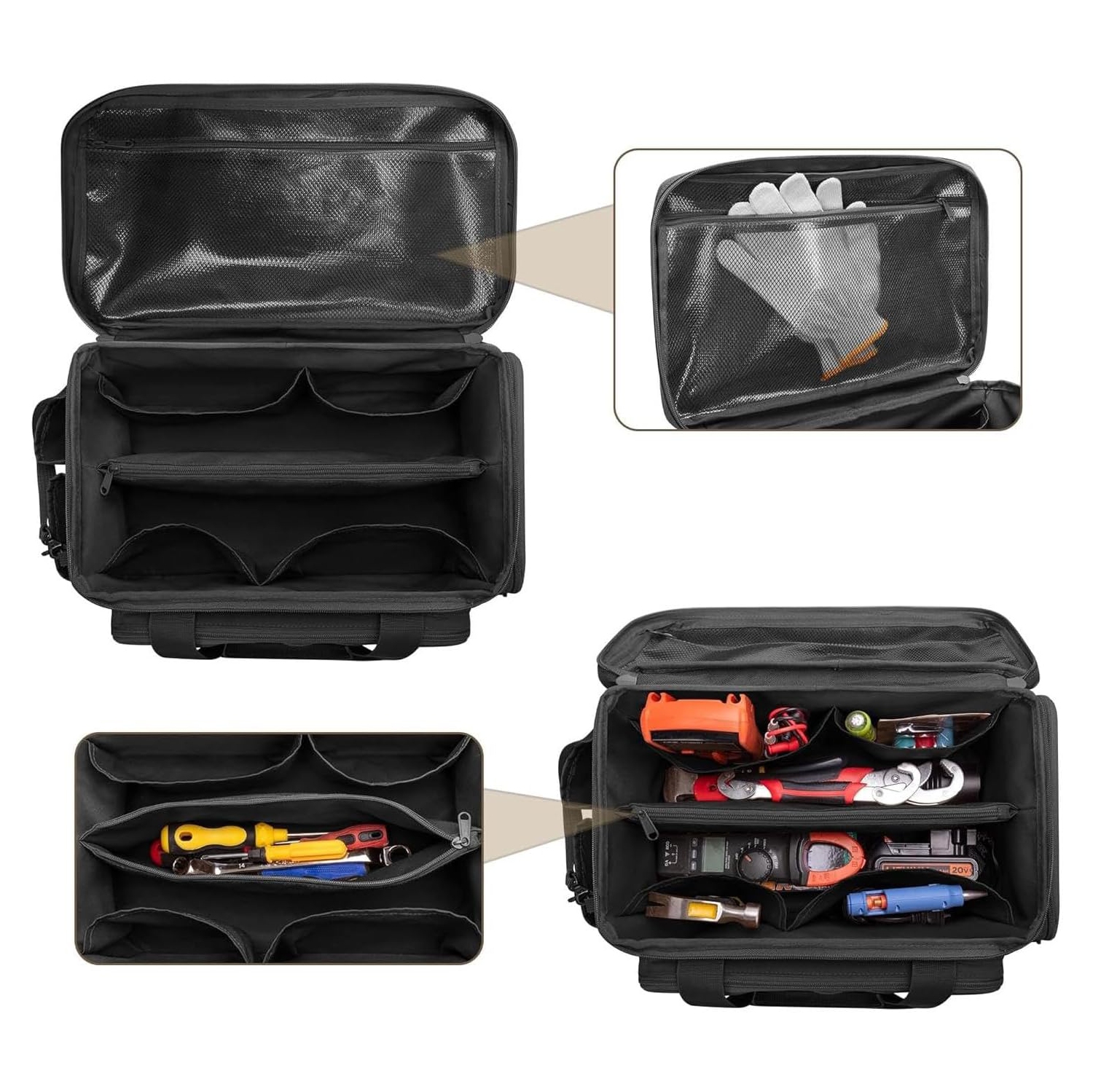 Tool Bag, Tool Organizer - Heavy Duty Utility Bag, Wide Mouth Tool Organizer, Large Home Work Bag with Handle