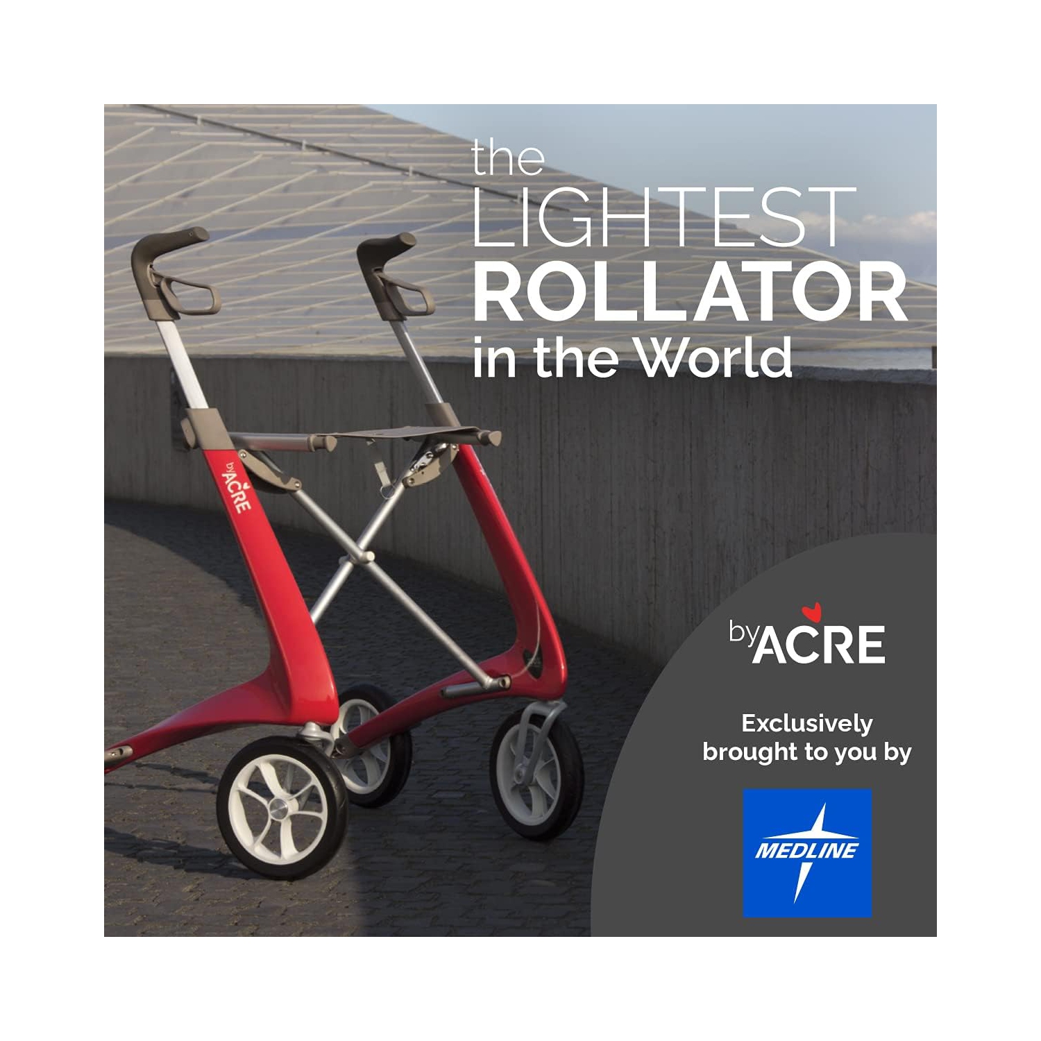 byAcre Carbon Ultralight Regular Rollator, White