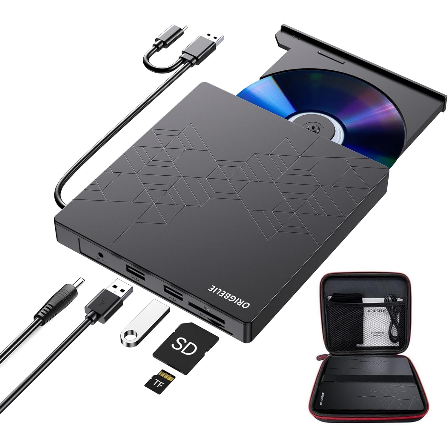 External CD DVD +/-RW Drive USB 3.0 Type C, Portable CD/DVD Player Burner Drive for Laptop Desktop PC iMac MacBook Pro/Air Windows /XP Linux Mac OS