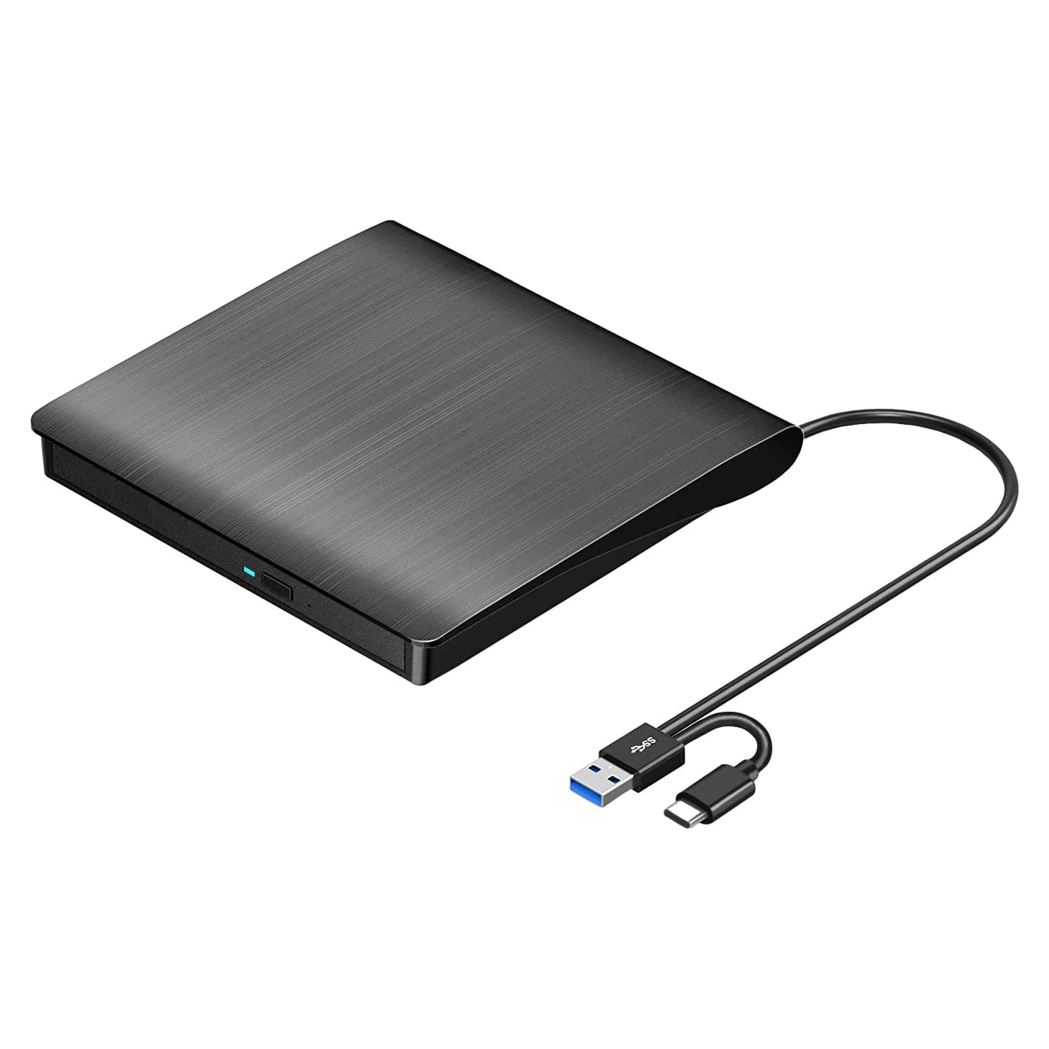 External CD DVD +/-RW Drive USB 3.0 Portable DVD CD ROM Optical Disk Drive Player Reader Writer for Laptop PC Windows 11/10/8/7 Computer, Mac MacBook Pro/Air, Linux OS, Black