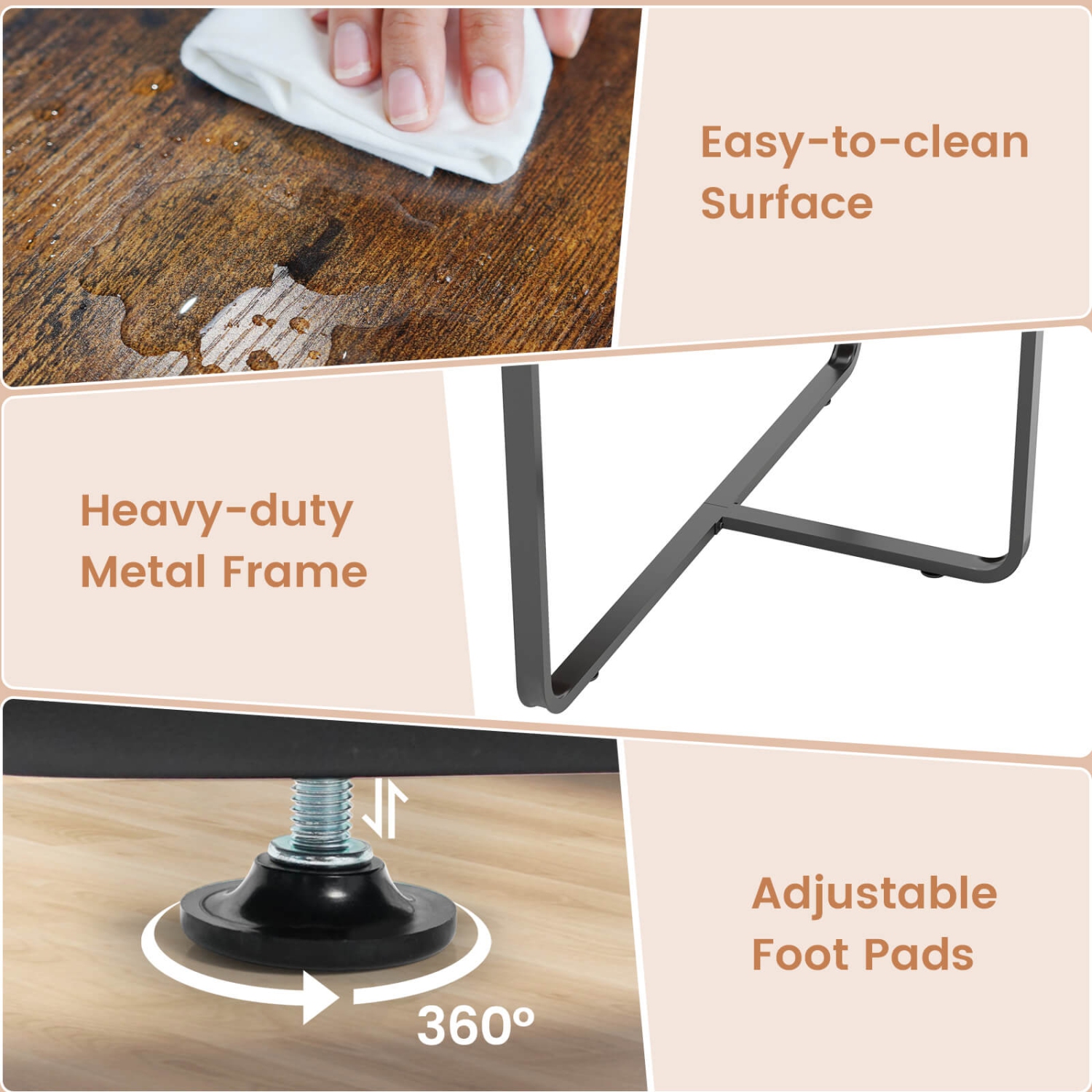 Costway 95" Conference Table for 10-12 People 2 Cable Management Grommets for Office Brown