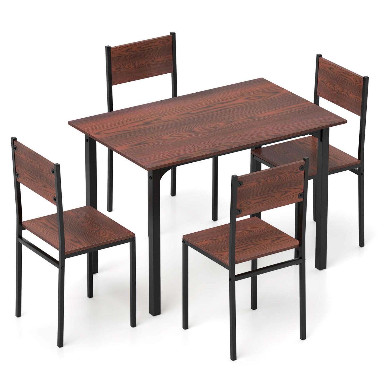 Costway 5 PCS Dining Table Set Industrial Style Kitchen Table & Chairs for 4 Gray Gray/Brown