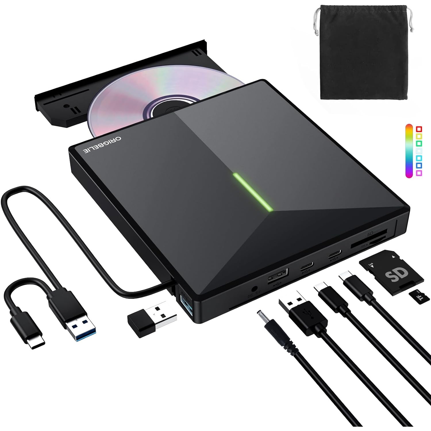 External CD DVD +/-RW Drive USB 3.0 Type C, Portable CD/DVD Player CD ROM Disk Drive for Laptop Desktop PC iMac MacBook Pro/Air Windows /XP Linux Mac OS