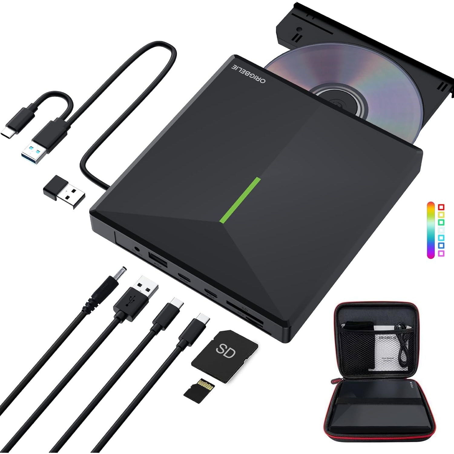 External CD DVD +/-RW Drive USB 3.0 Type C, Portable CD/DVD Player CD ROM Disk Drive for Laptop Desktop PC iMac MacBook Pro/Air Windows /XP Linux Mac OS