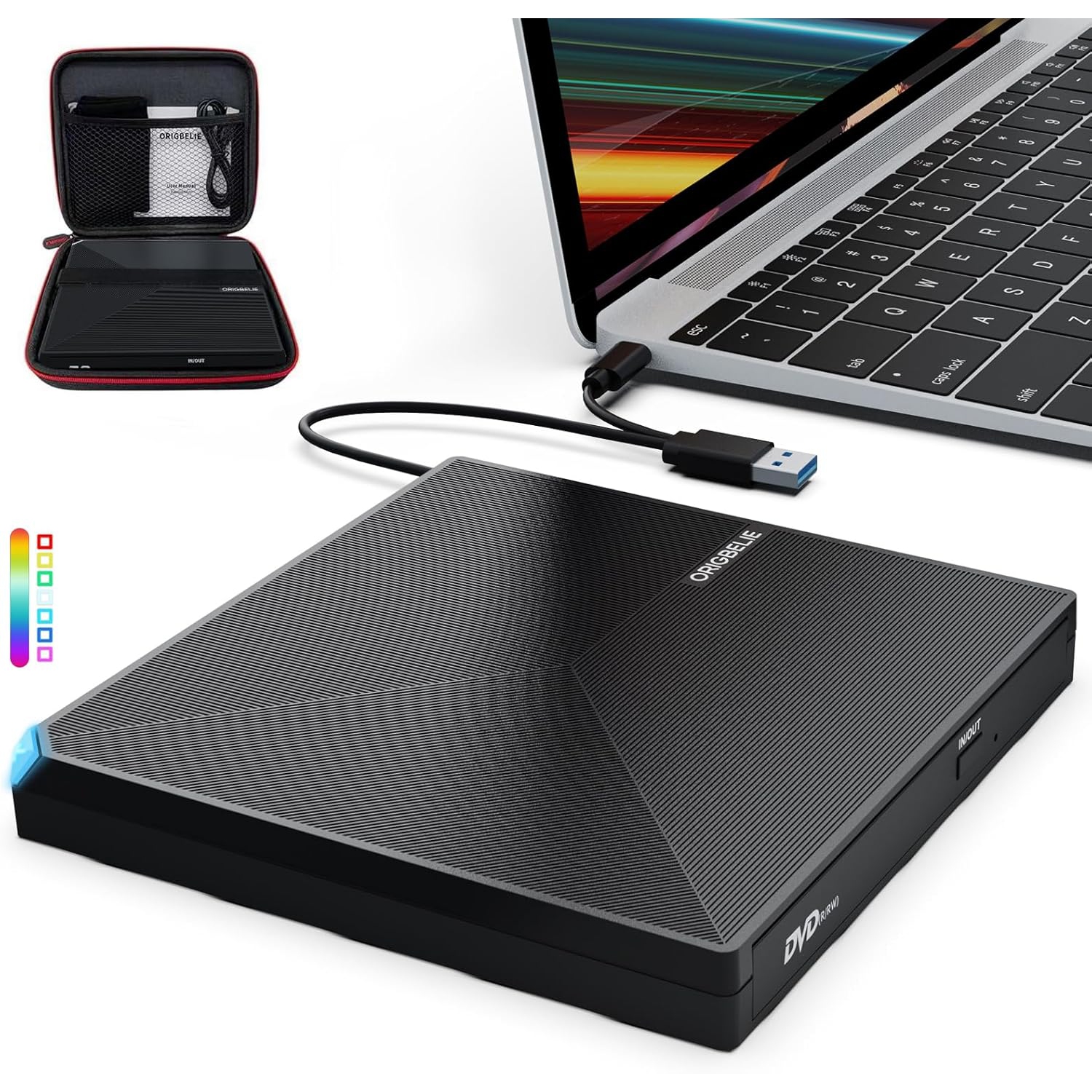 External CD DVD +/-RW Drive USB 3.0 Type C, Portable CD/DVD Player CD ROM Disk Drive for Laptop Desktop PC iMac MacBook Pro/Air Windows /XP Linux Mac OS