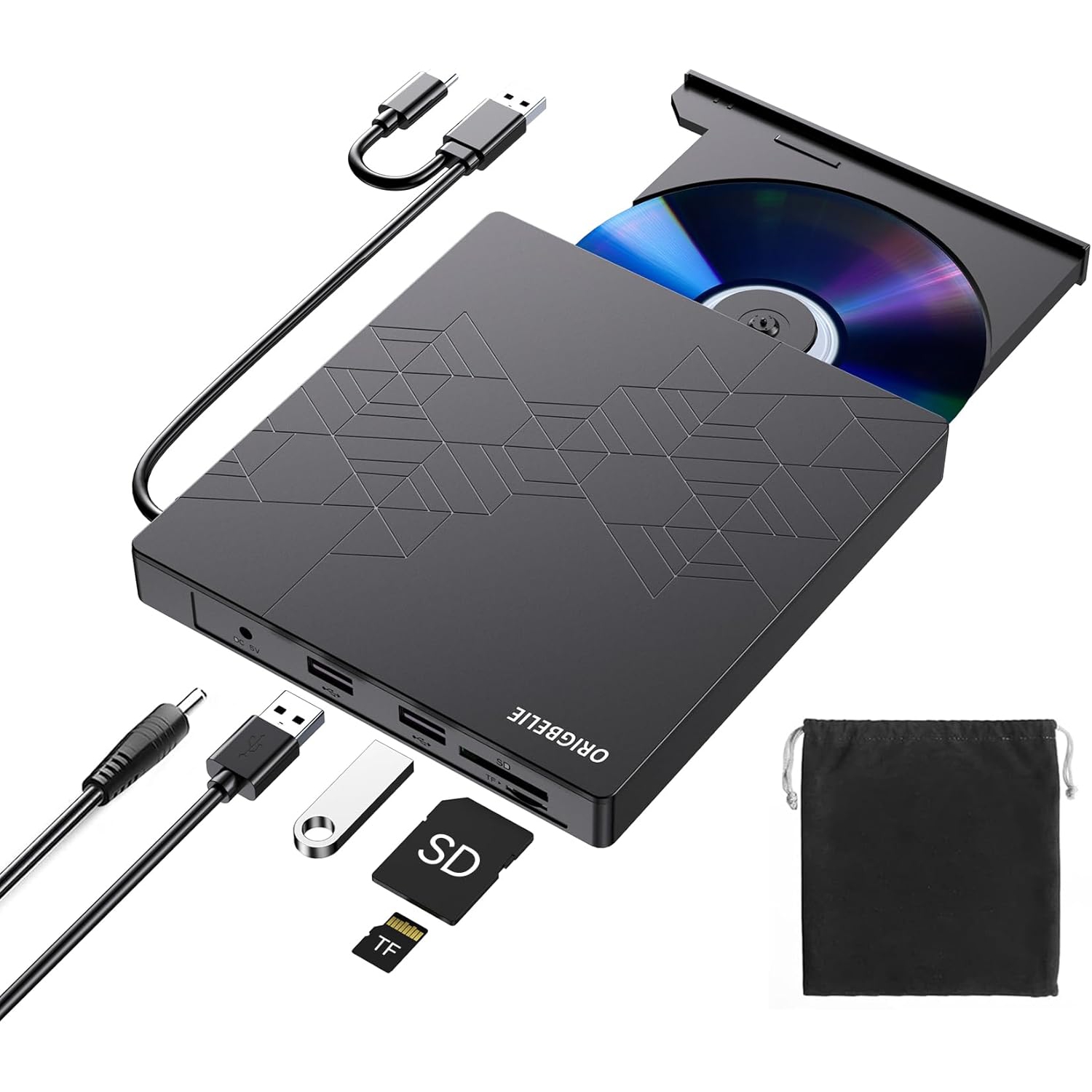 External CD DVD +/-RW Drive USB 3.0 Type C, Portable CD/DVD Player CD ROM Disk Drive for Laptop Desktop PC iMac MacBook Pro/Air Windows /XP Linux Mac OS
