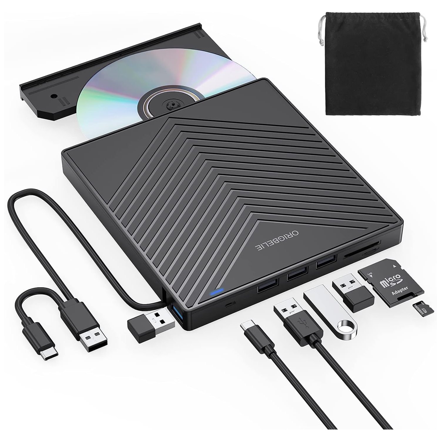 External CD DVD +/-RW Drive USB 3.0 Type C, Portable CD/DVD Player CD ROM Disk Drive for Laptop Desktop PC iMac MacBook Pro/Air Windows /XP Linux Mac OS