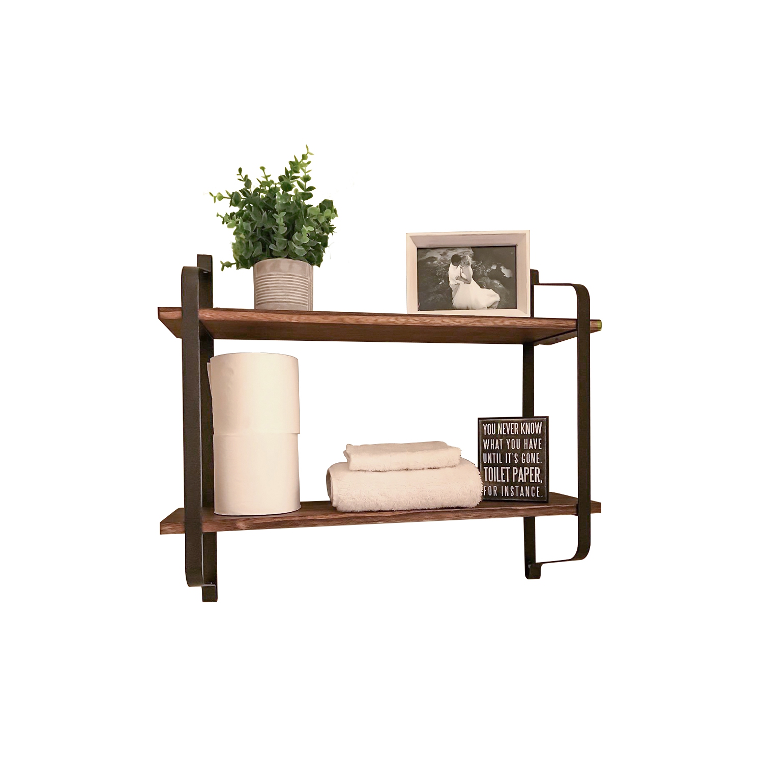 Étagères murales flottantes UNHO, tablettes rustiques à 2 niveaux en bois pour la chambre à coucher, la salle de bain, le salon, la cuisine