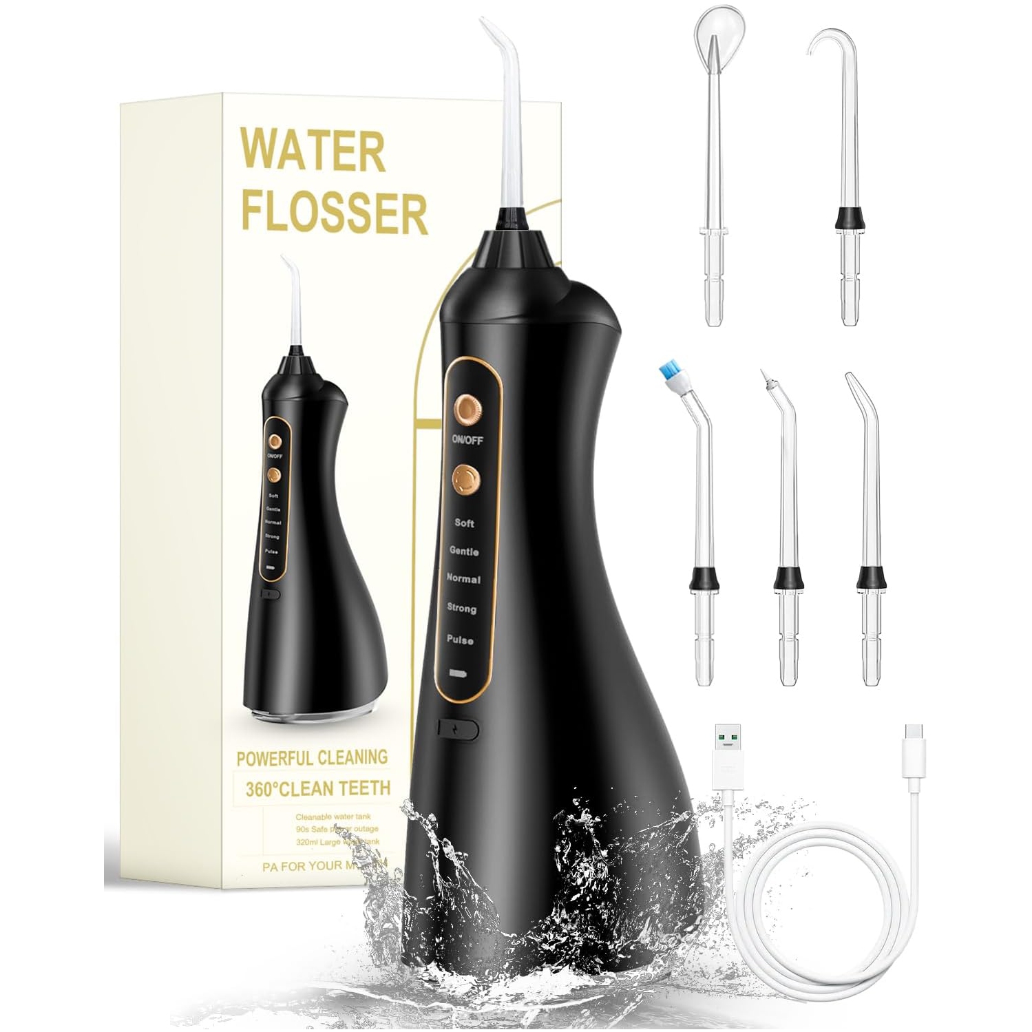 Hydropulseur dentaire sans fil BEDINI - 5 modes, étanche IPX7, nettoyeur de dents portatif