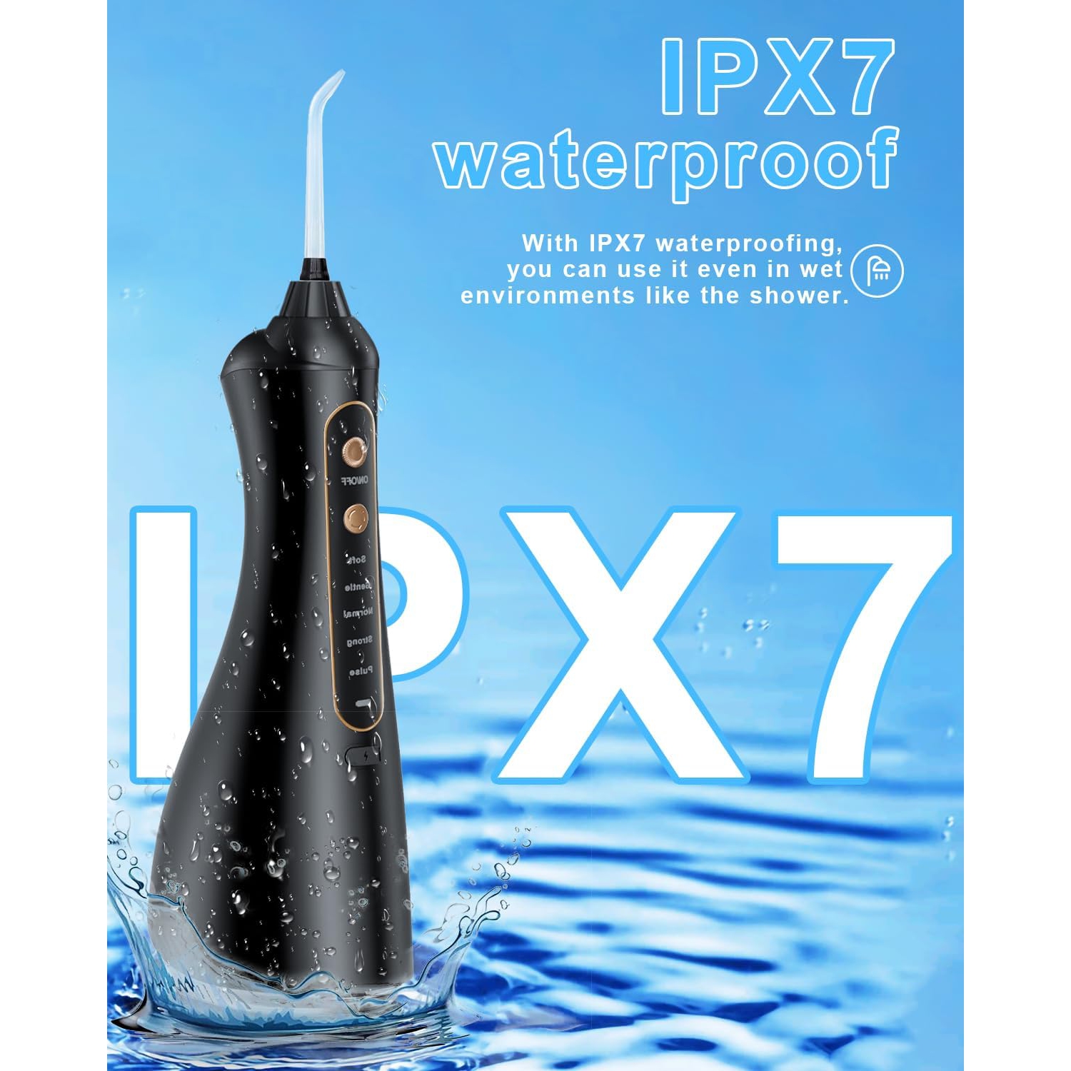 Hydropulseur dentaire sans fil BEDINI - 5 modes, étanche IPX7, nettoyeur de dents portatif