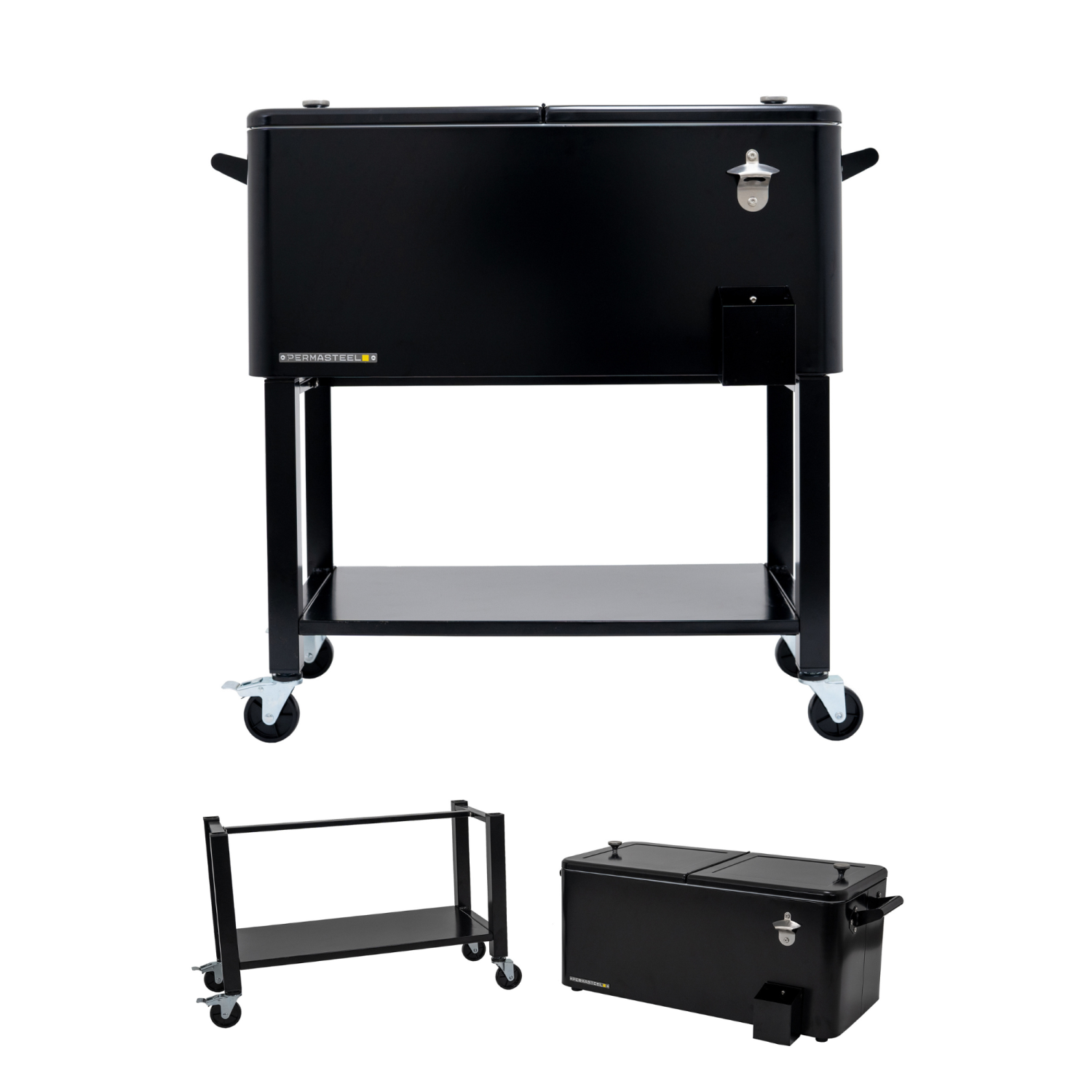 Permasteel - 80QT Patio Cooler w/Removeable Basin - BLACK