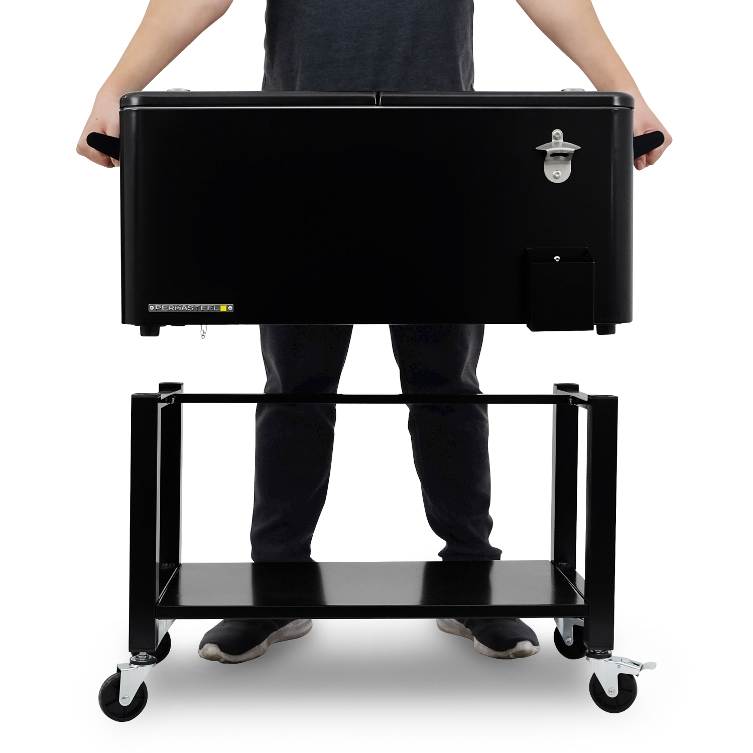 Permasteel - 80QT Patio Cooler w/Removeable Basin - BLACK