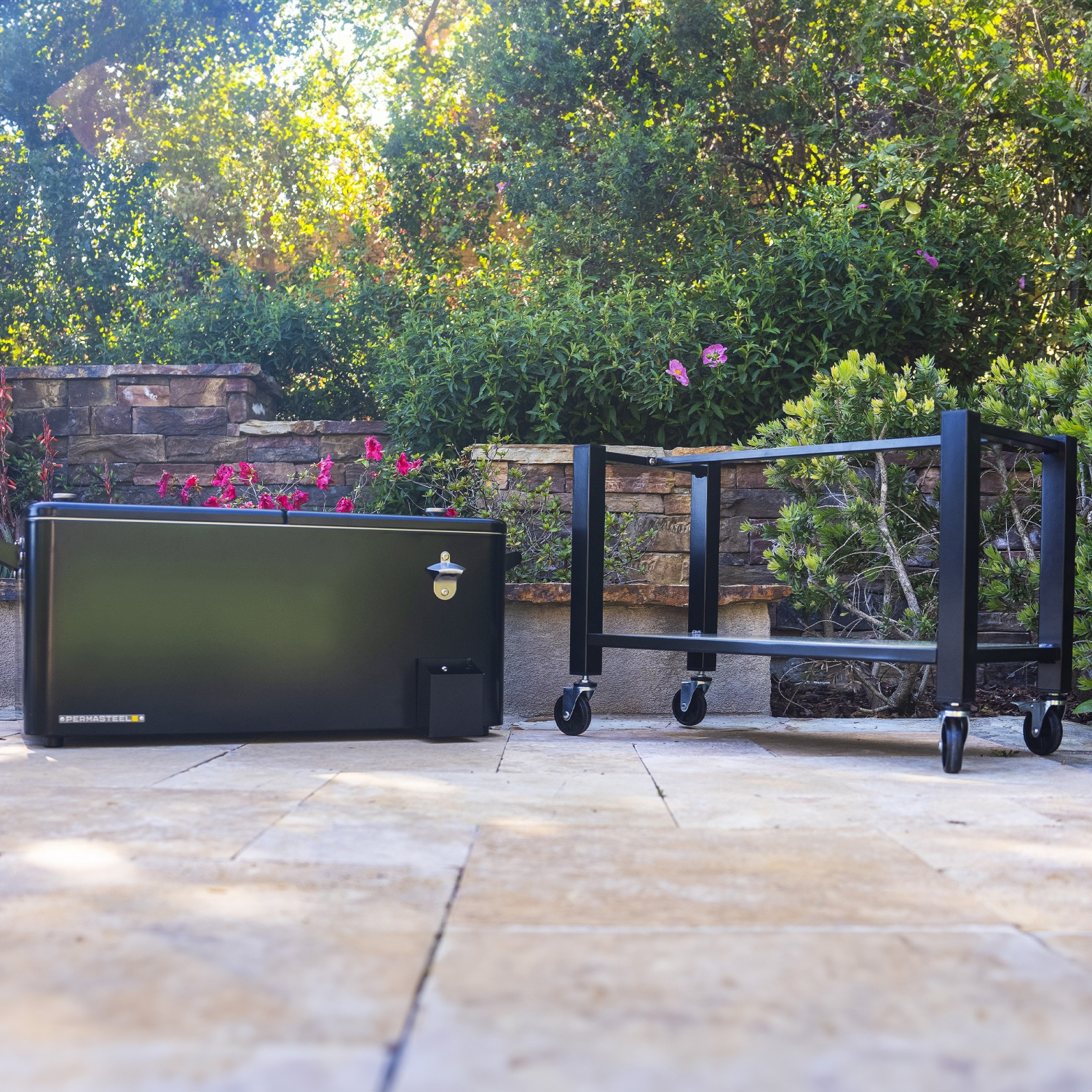 Permasteel - 80QT Patio Cooler w/Removeable Basin - BLACK