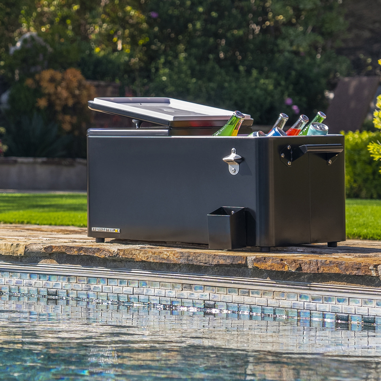 Permasteel - 80QT Patio Cooler w/Removeable Basin - BLACK