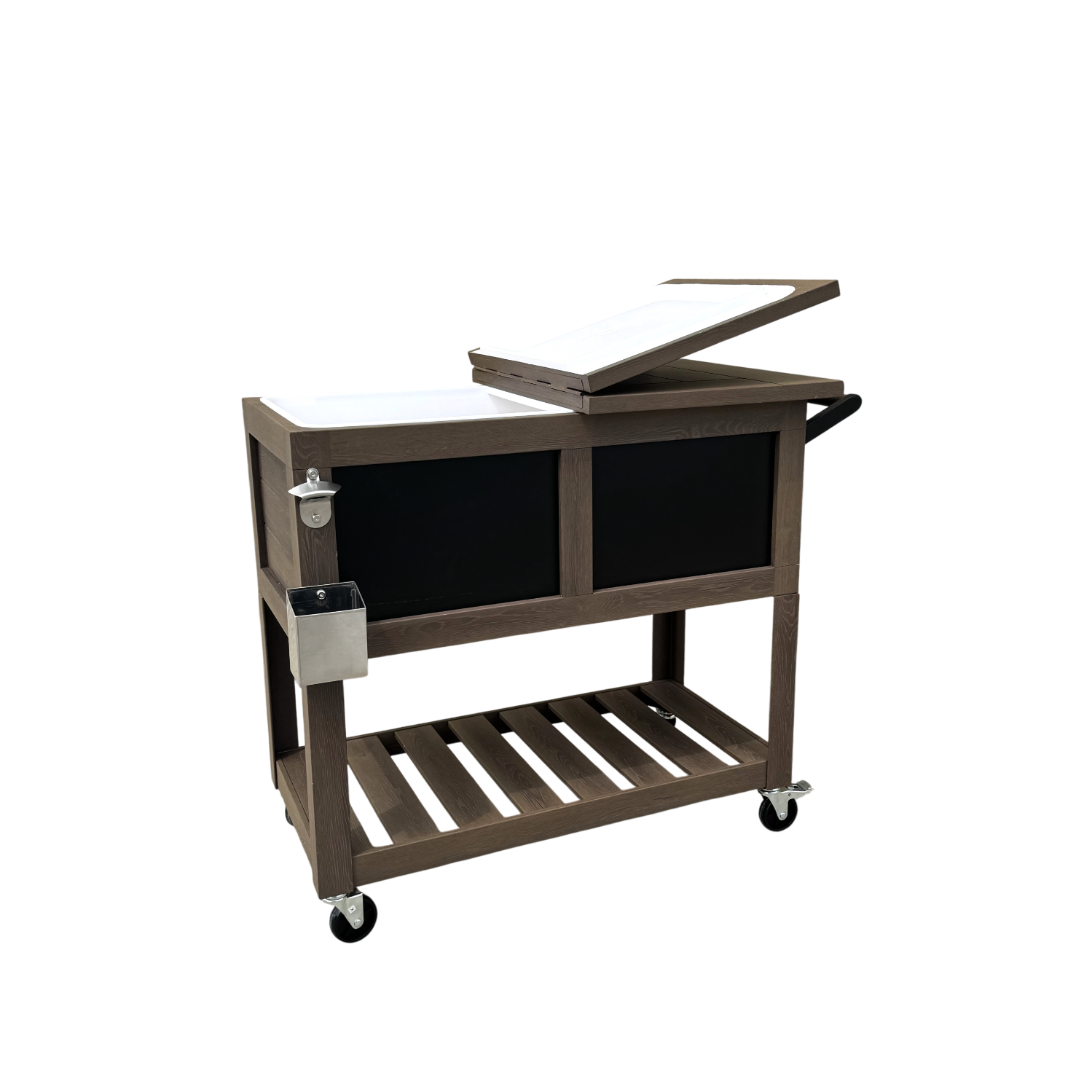 Permasteel - 80QT Bar Cart Style Patio Cooler - Wood Grain