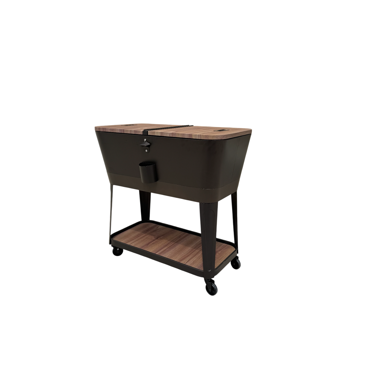 Permasteel - 80QT Patio Cooler - Tapered - Wood Grain - Brown Trim