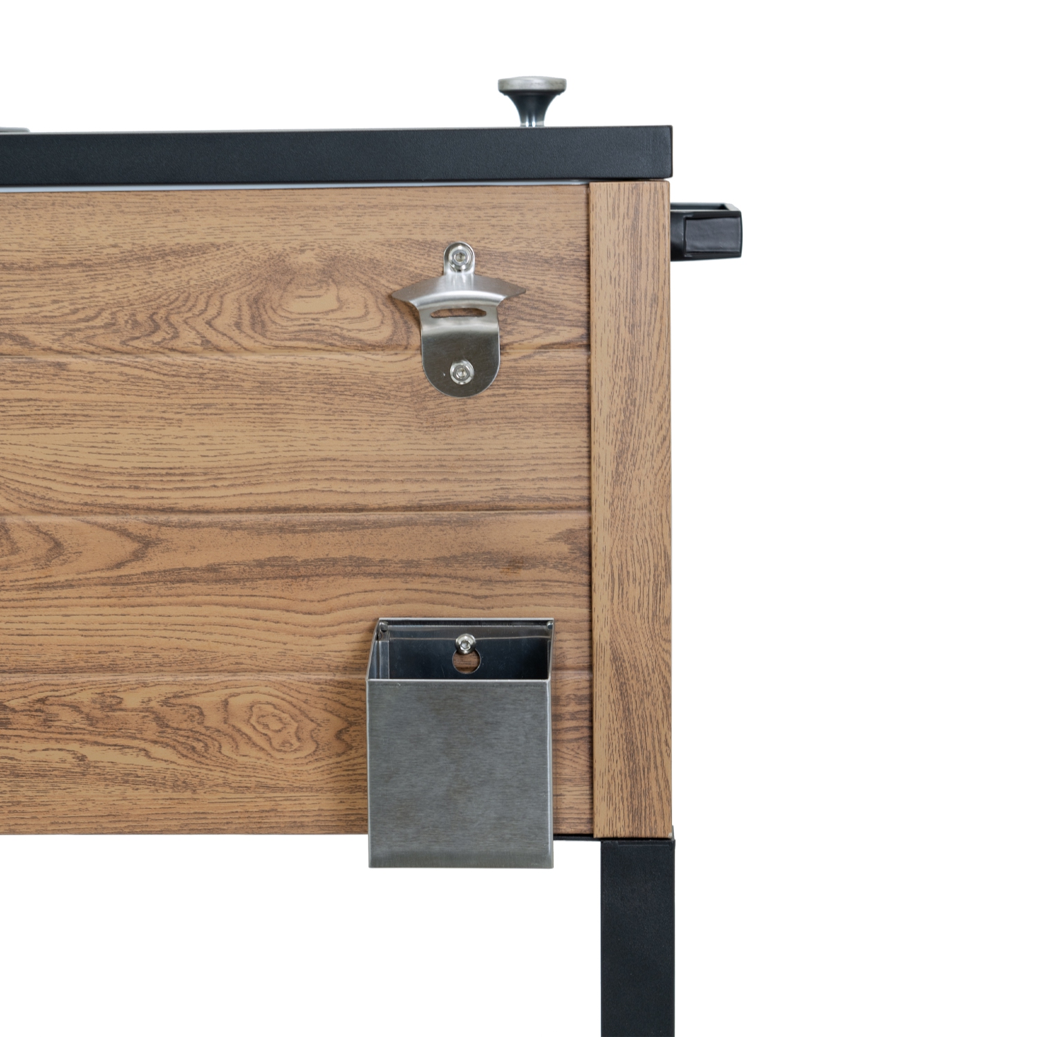 Permasteel - 80QT Rustic Wood Grain Patio Cooler w/Wicker Shelf