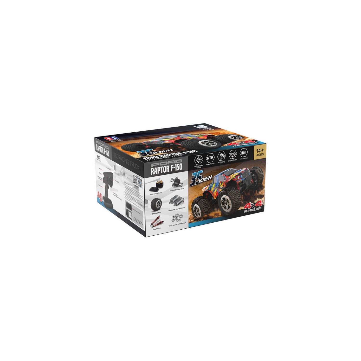 Voiture téléguidée Ford F150 haute vitesse double E 1:10 – Véhicule tout-terrain téléguidé rapide