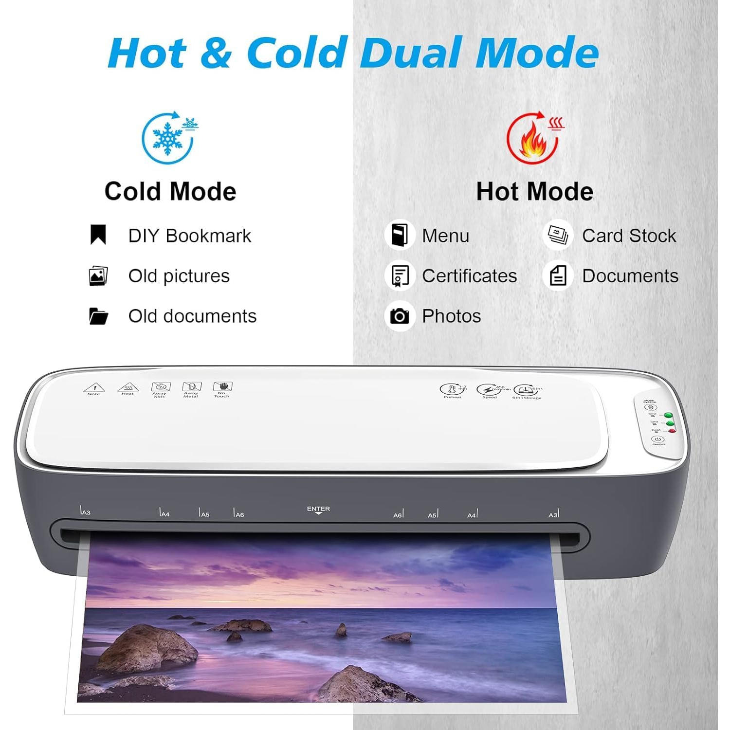 Laminator Machine and Sheets 13-Inch, Laminating Machine 11x17 Cold Thermal Laminator, 9 in 1 Lamination Machine 60s Warm-Up No Jam, Laminate Machine